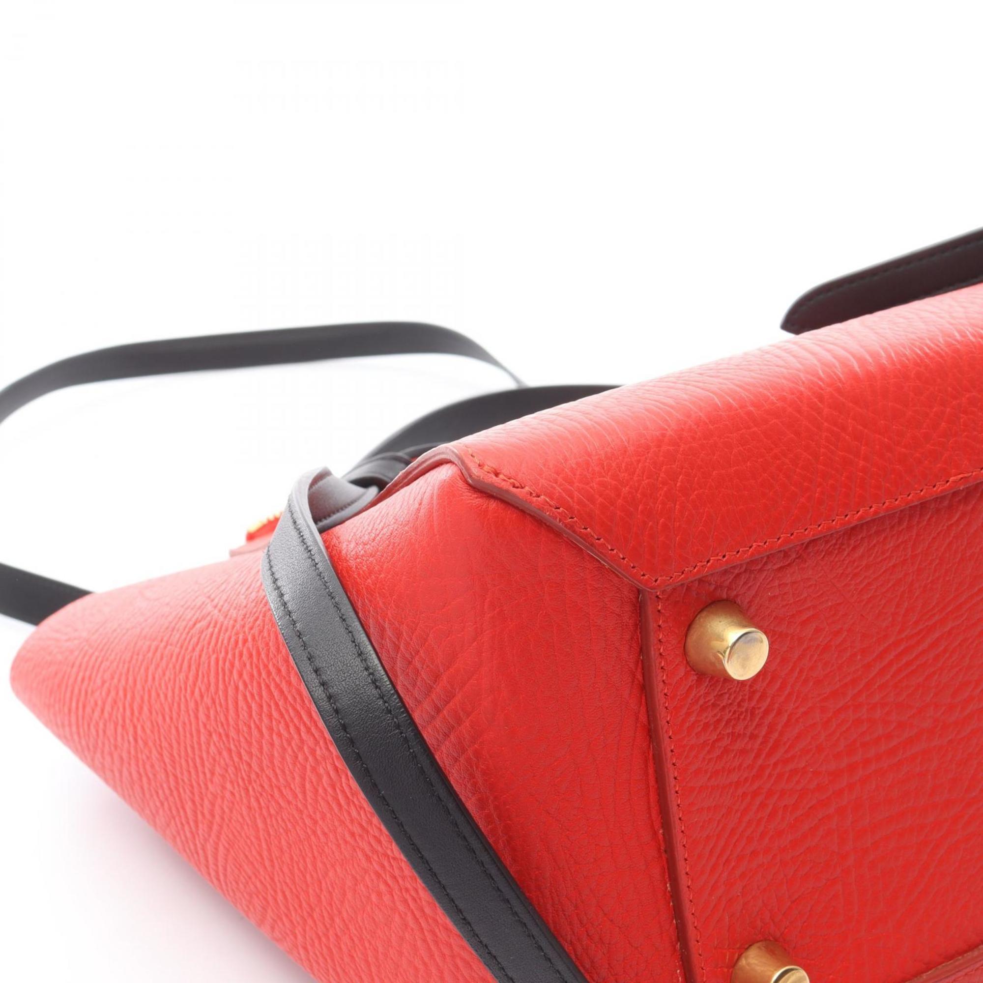 Celine Beige Black Red Color Leather Fanny Pack Handbag (Pre-Owned)