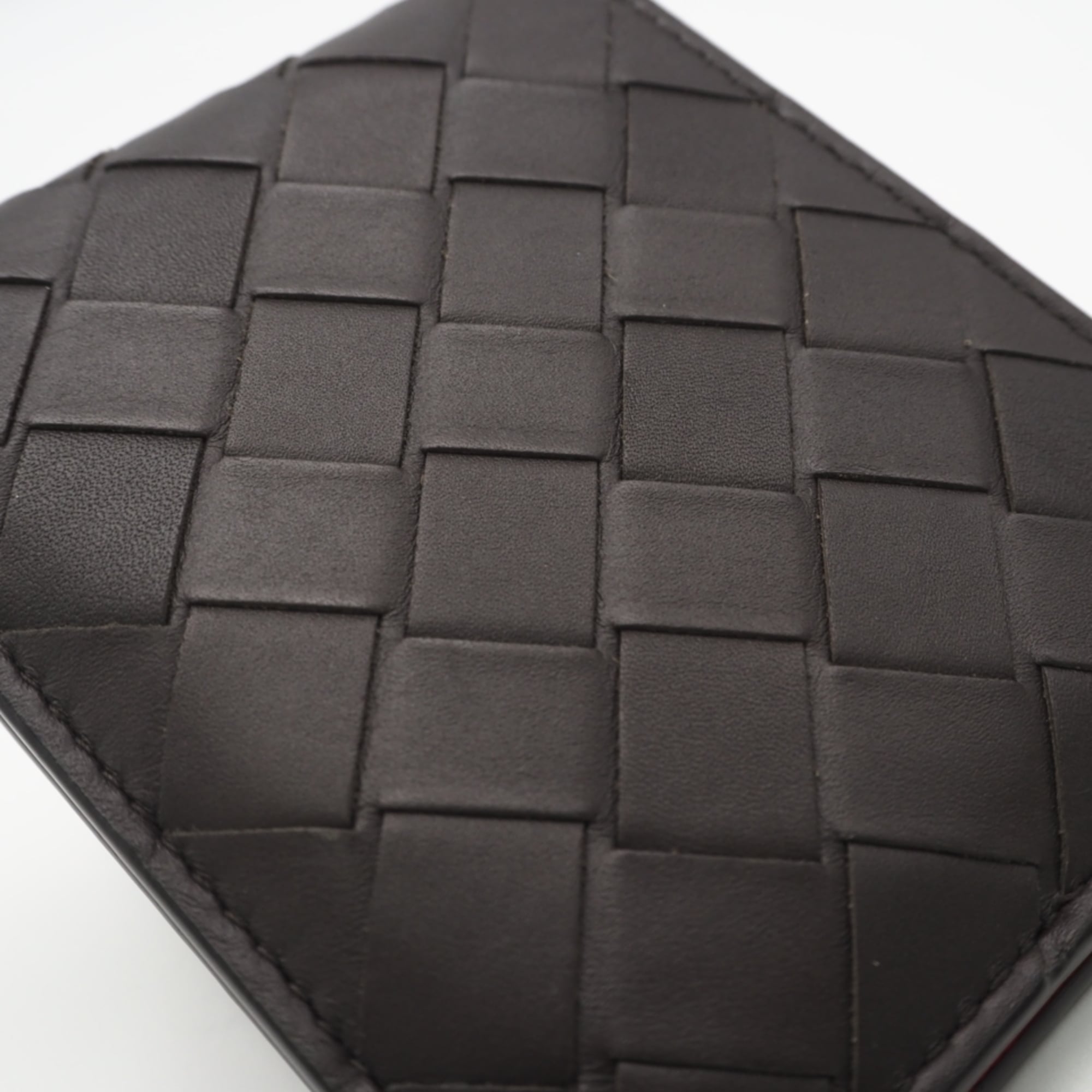 Bottega Veneta Intrecciato Brown Red Color Leather Wallet (Bi-Fold) (Pre-Owned)