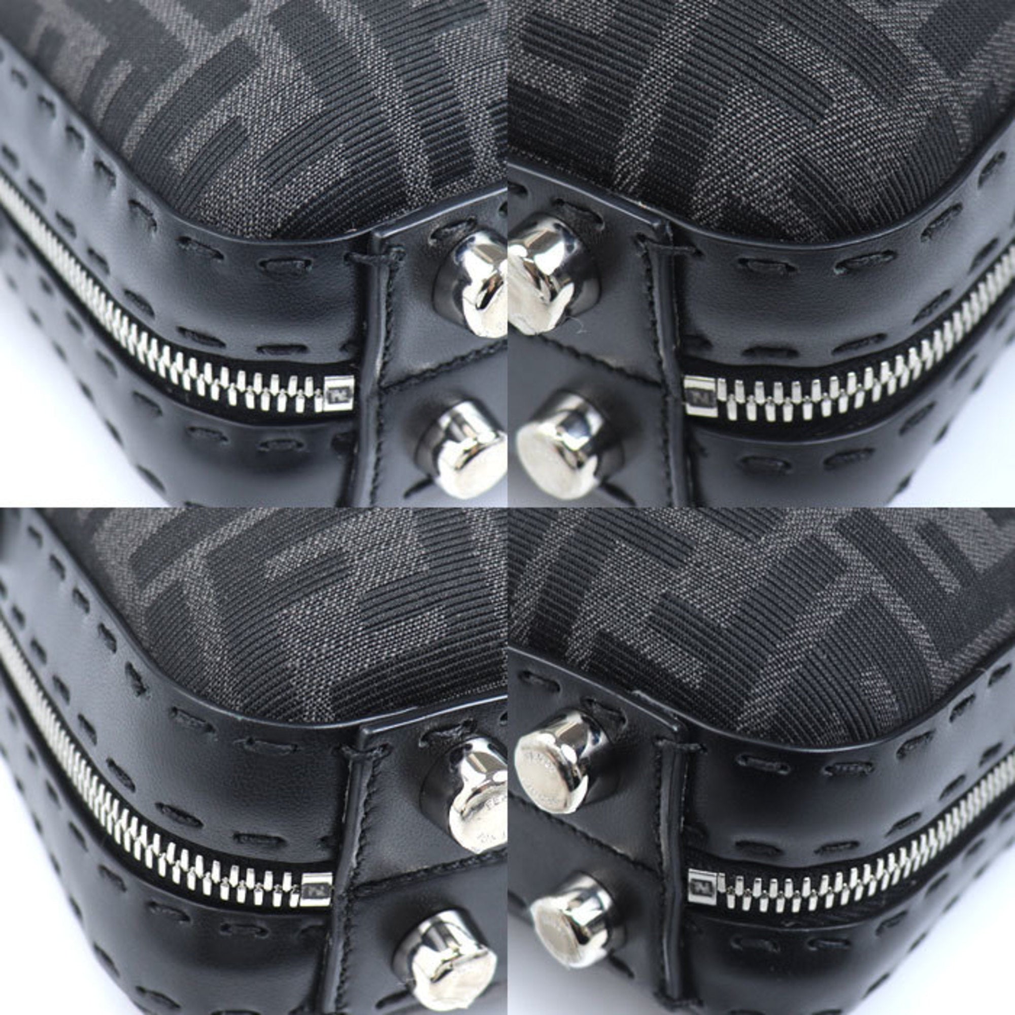 Fendi Black Canvas Leather Shoulder Bag (Pre-Owned)