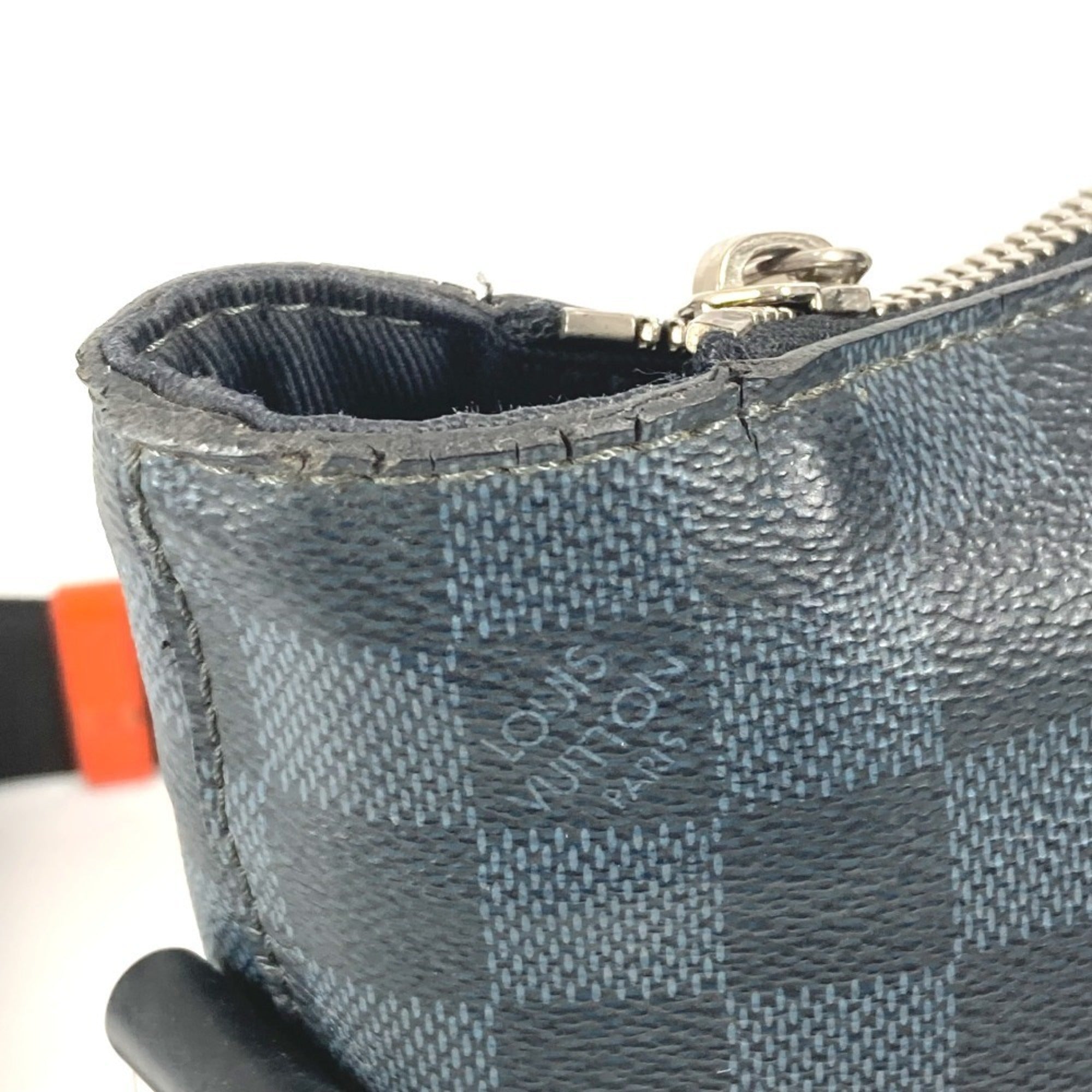 Louis Vuitton Galle Navy Orange Damier Canvas Messenger Bag Shoulder Bag (Pre-Owned)