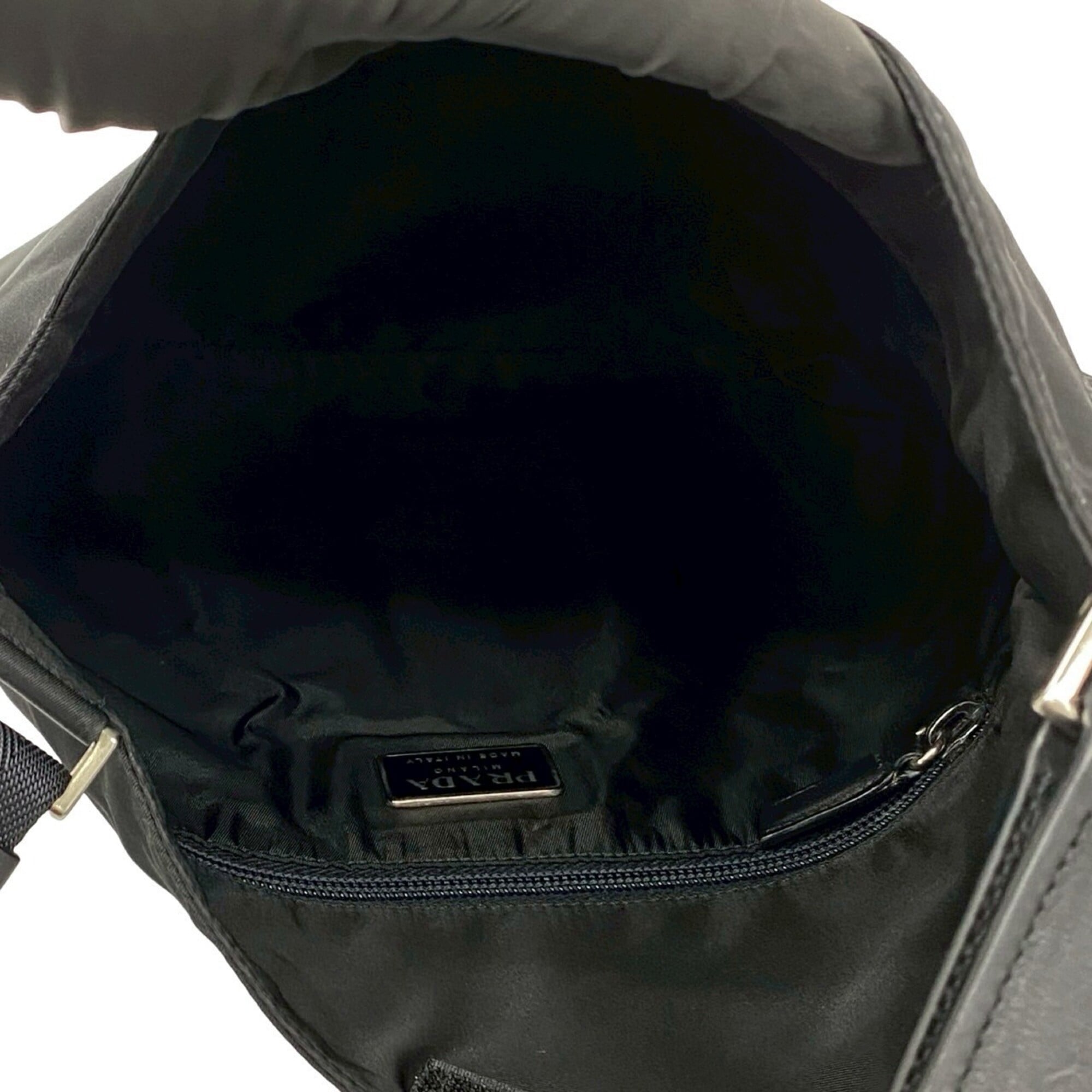 Prada Black Nylon Leather Shoulder Bag Sling Bag (Pre-Owned)