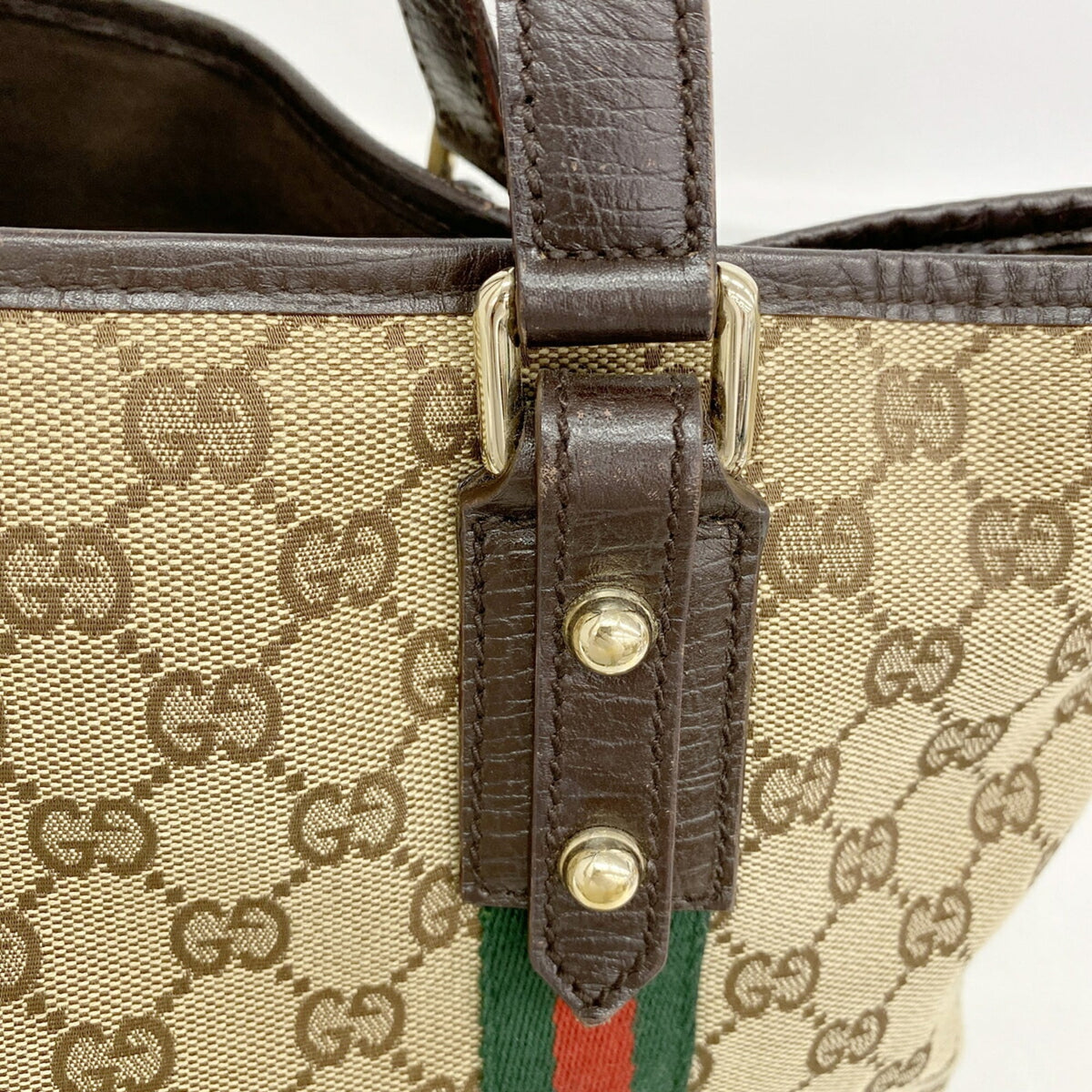 Gucci Beige Brown Canvas Tote Bag (Pre-Owned)