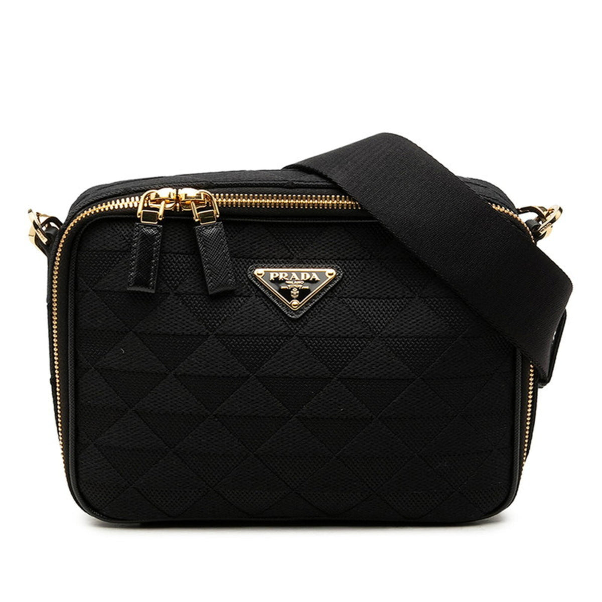 Prada Black Canvas Leather Shoulder Bag (Pre-Owned)