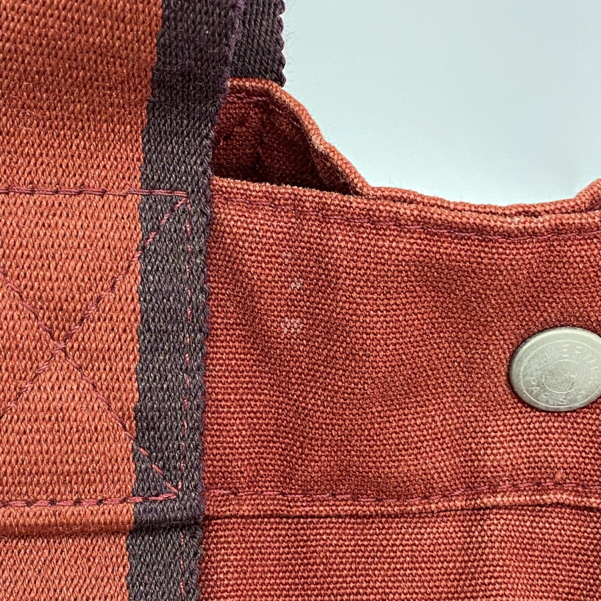 Hermes Red Color Canvas Tote Bag (Pre-Owned)