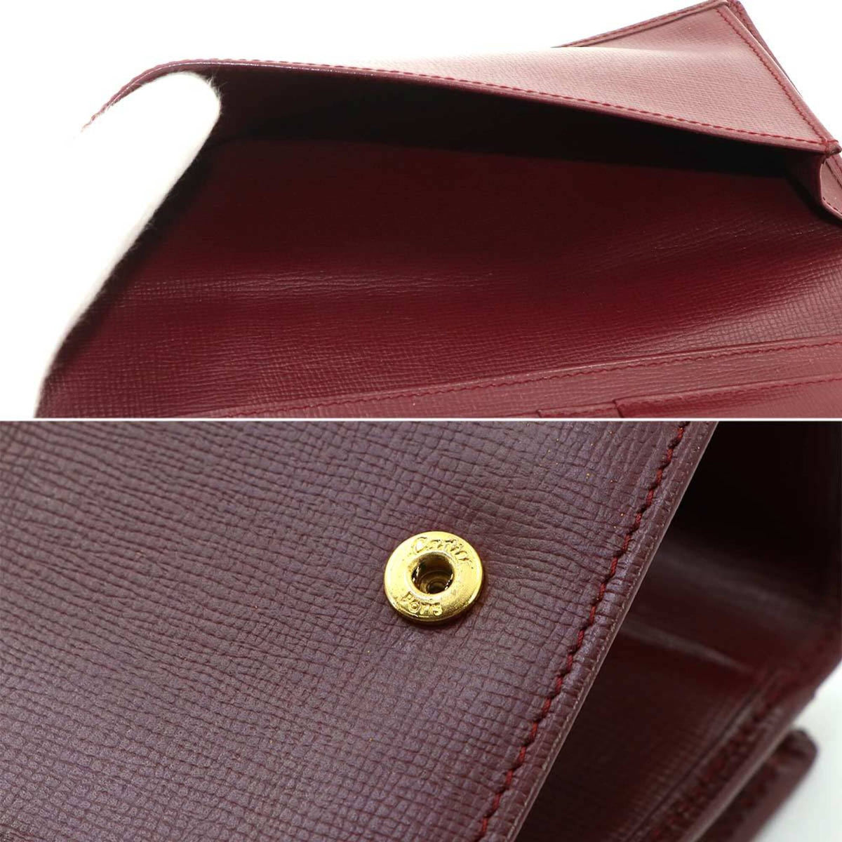 Cartier Bordeaux Leather Long Wallet (Tri-Fold) (Pre-Owned)