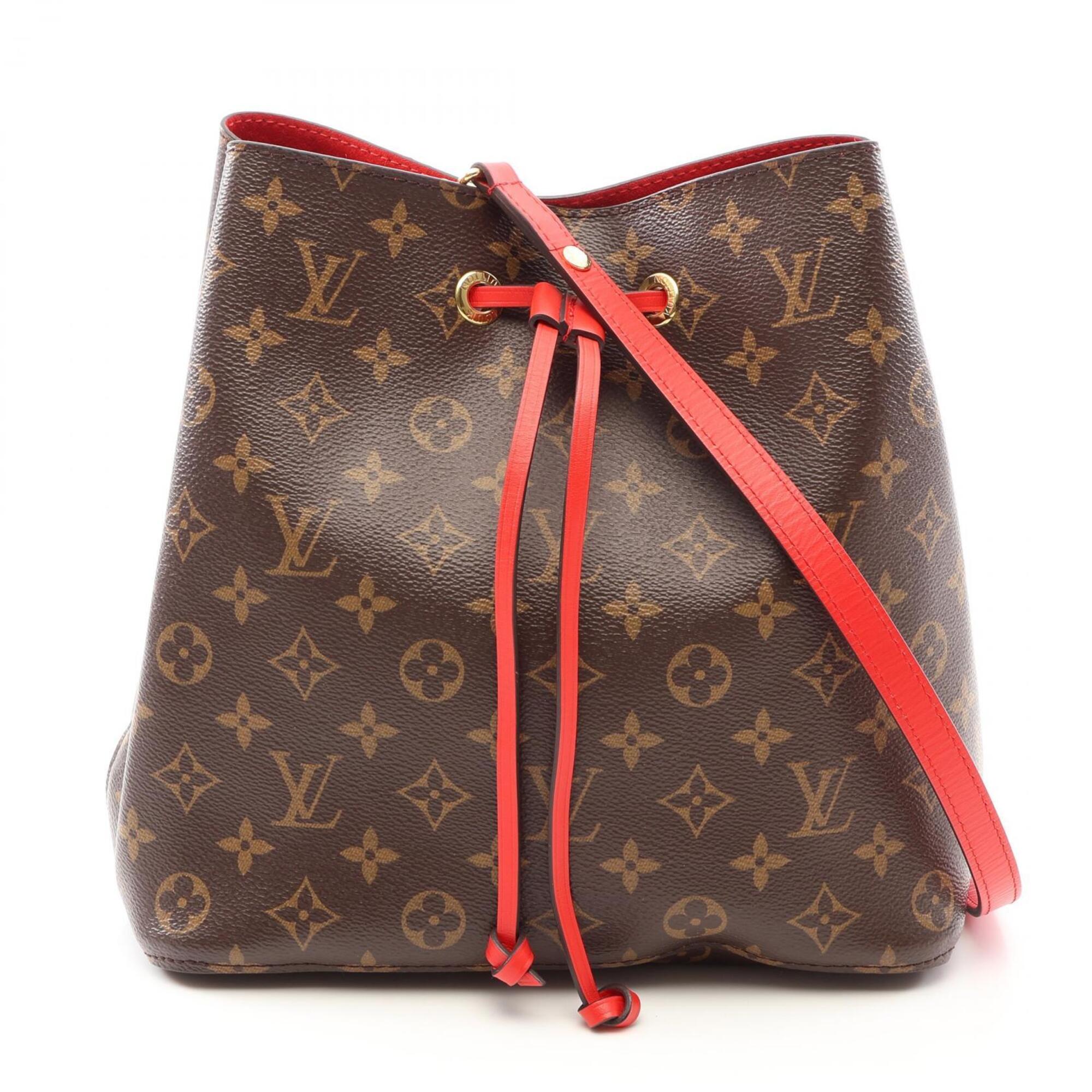 Louis Vuitton Brown Monogram Red Color Coated Canvas Leather Handbag Shoulder Bag (Pre-Owned)