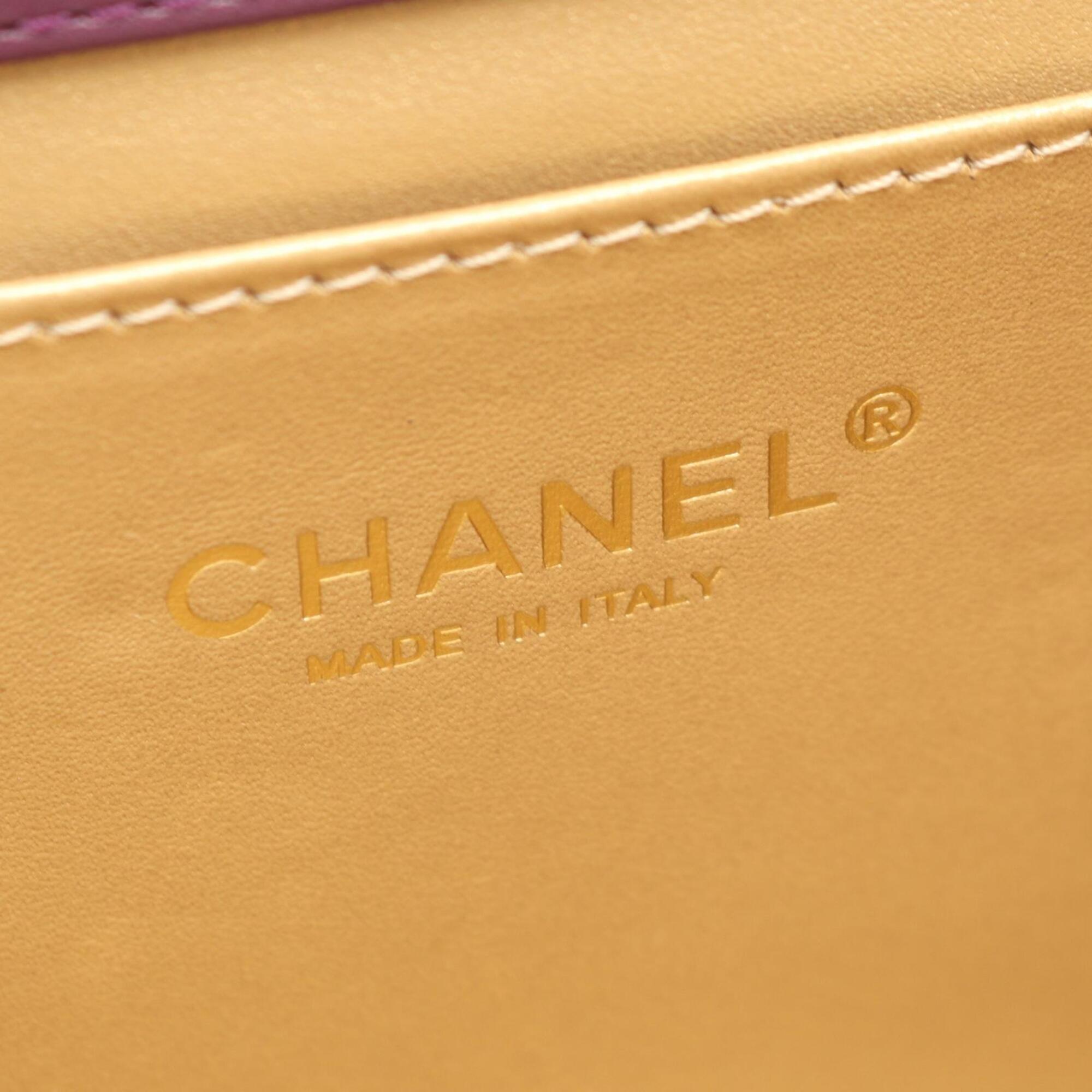 Chanel Purple Leather Handbag Shoulder Bag (Pre-Owned)