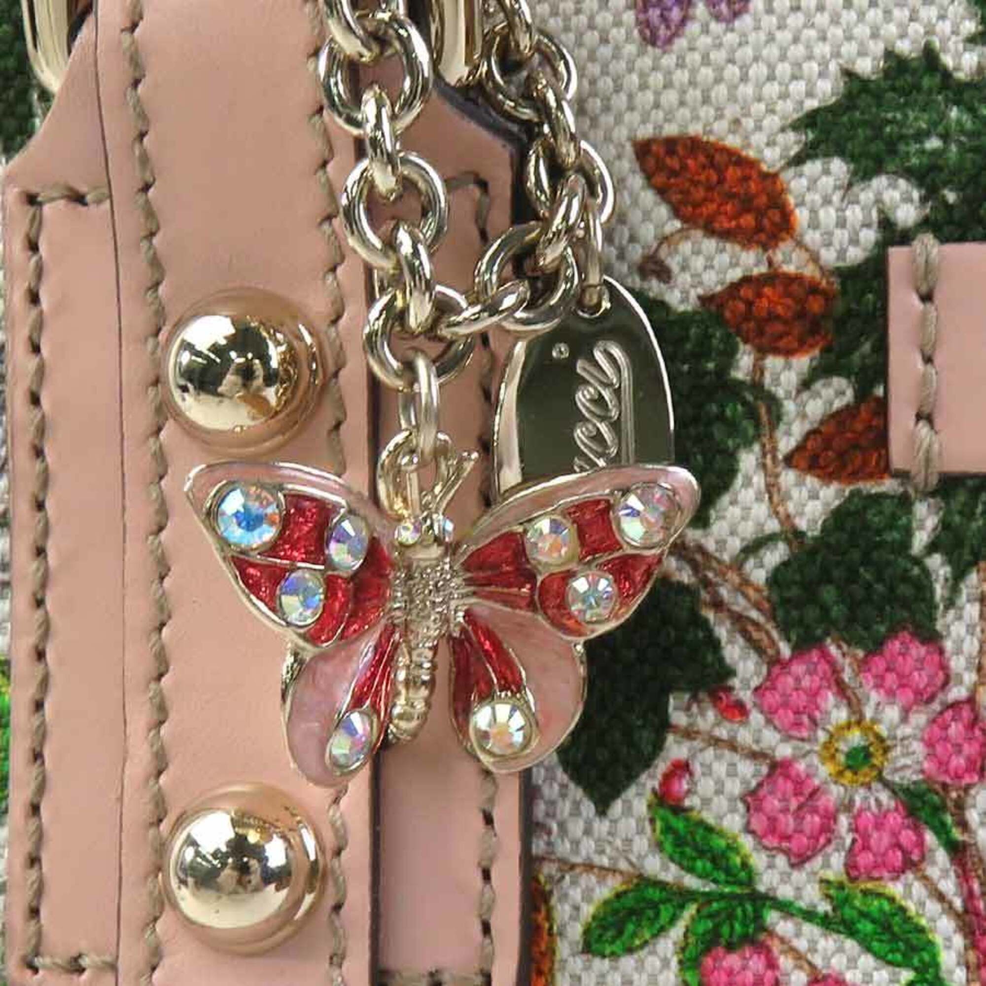 Gucci Multi-Color Pink Canvas Leather Handbag (Pre-Owned)
