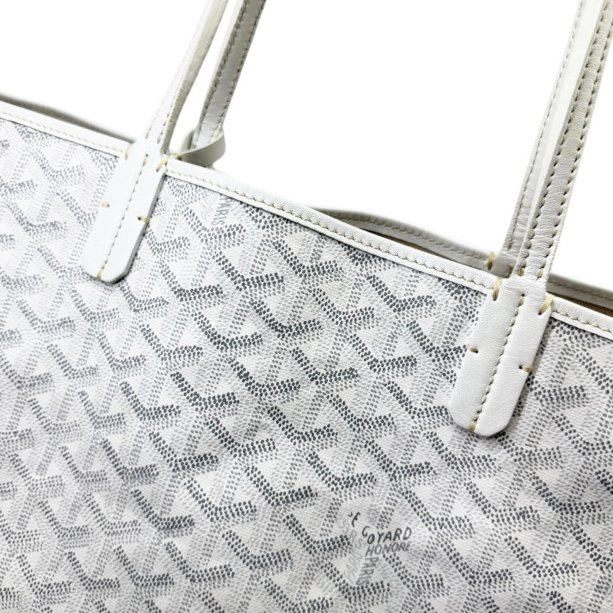 Goyard White Coated Canvas Leather Shoulder Bag Tote Bag (Pre-Owned)