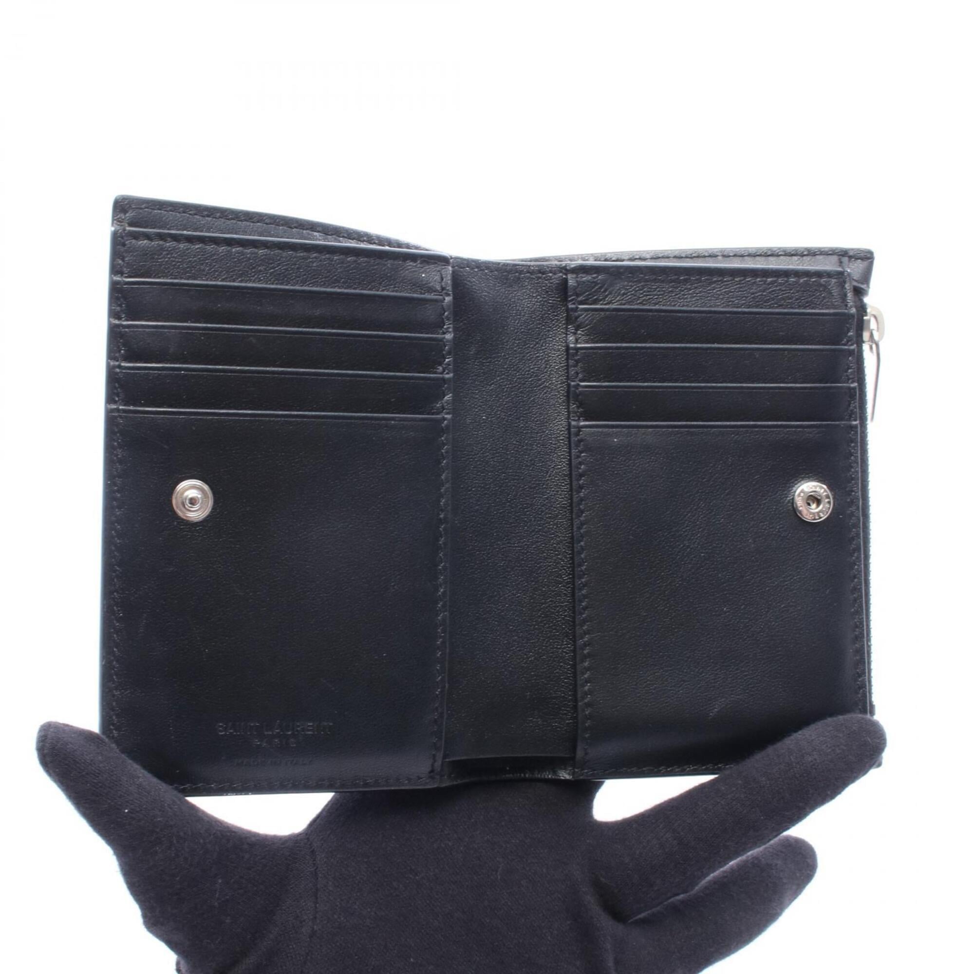 Yves Saint Laurent Black Leather Wallet (Bi-Fold) (Pre-Owned)