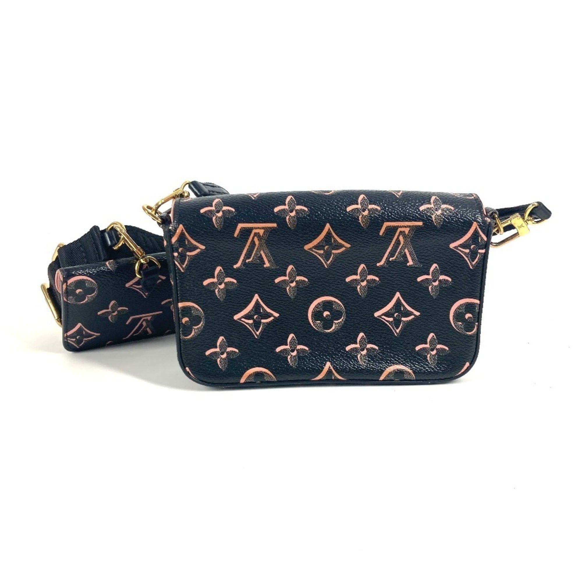 Louis Vuitton Black Pink Coated Canvas Pochette Shoulder Bag (Pre-Owned)