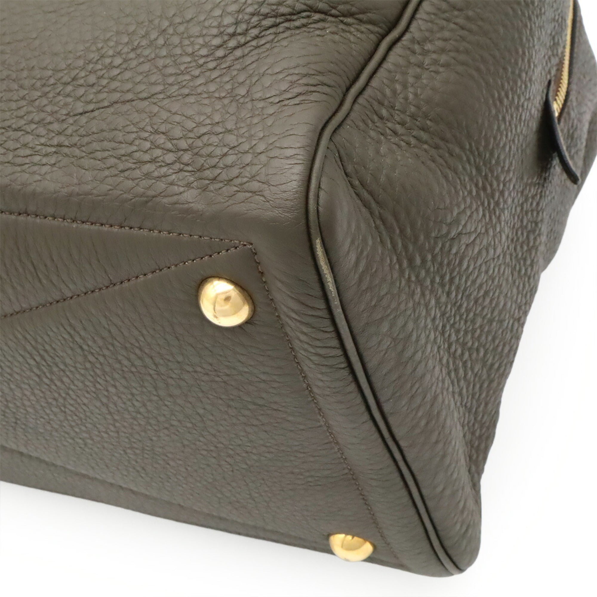 Hermes Olive Taurillon Clemence Leather Boston Bag (Pre-Owned)