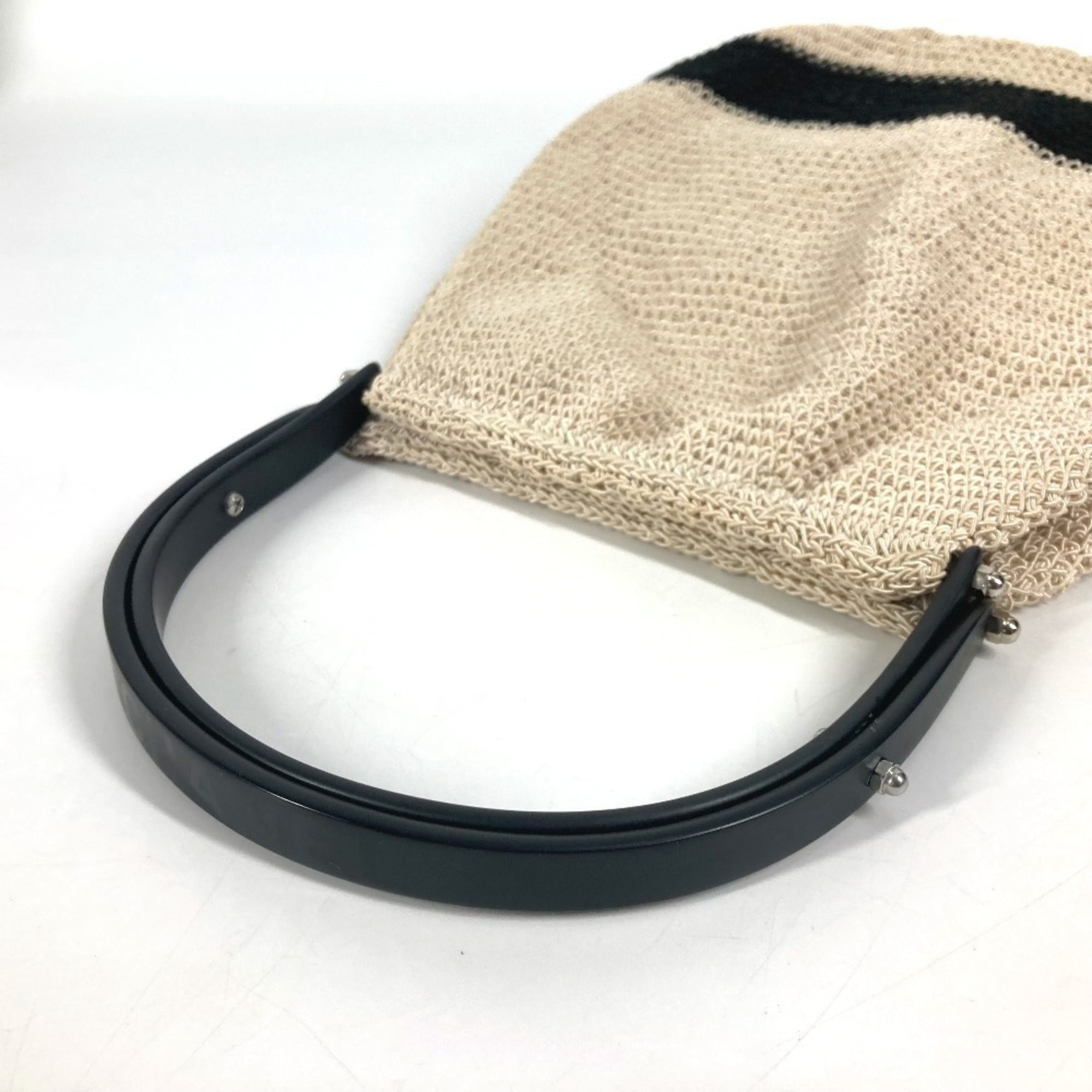 Chanel Beige Black Mesh Handbag (Pre-Owned)