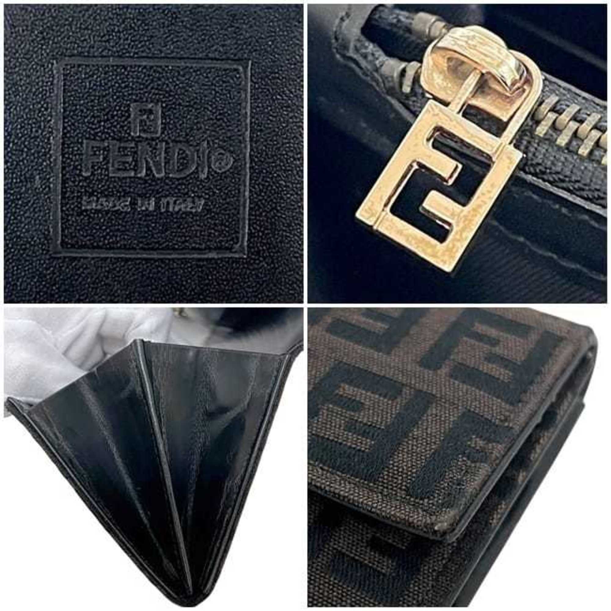 Fendi Brown Canvas Leather Long Wallet (Bi-Fold) (Pre-Owned)