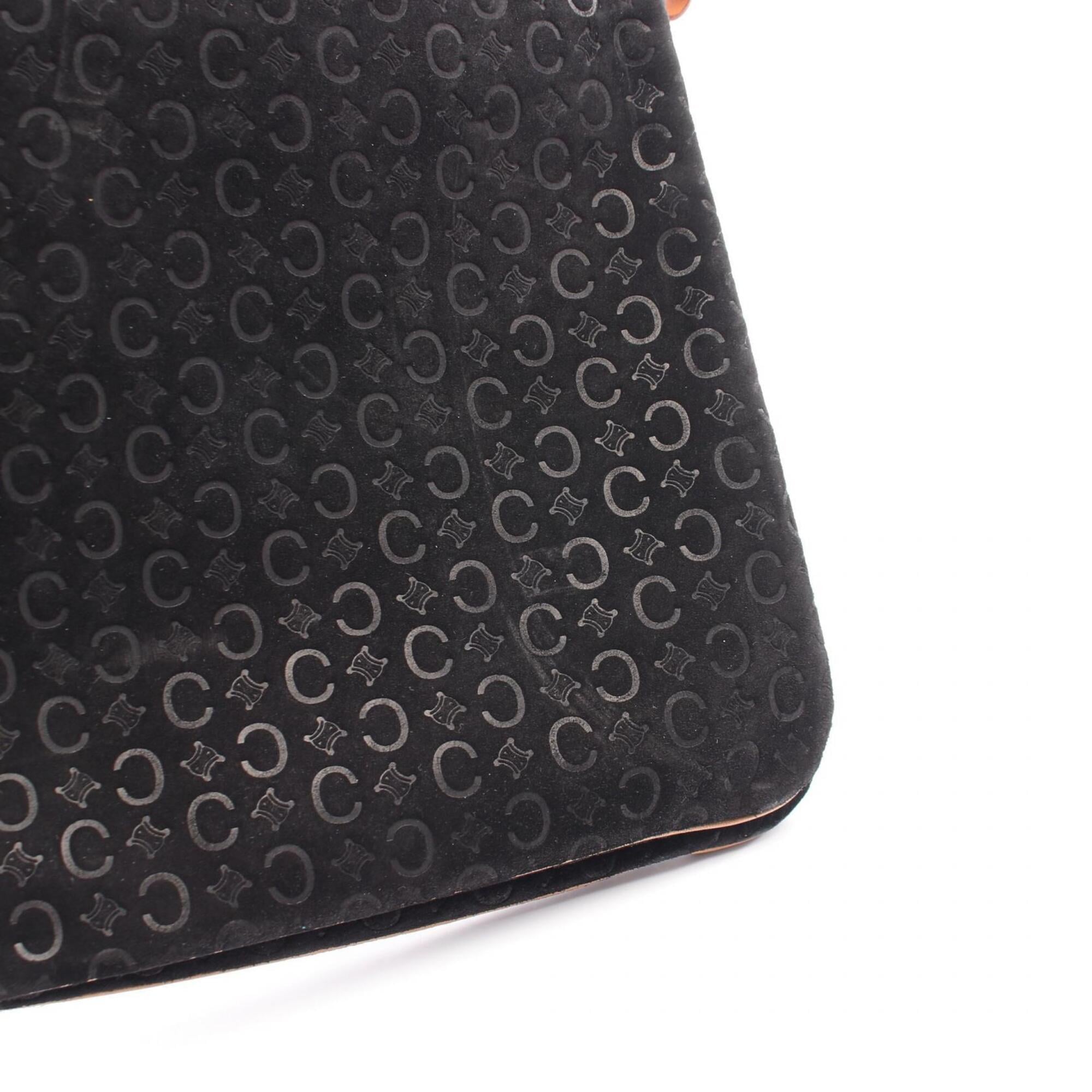 Celine Beige Black Suede Leather Handbag Shoulder Bag (Pre-Owned)