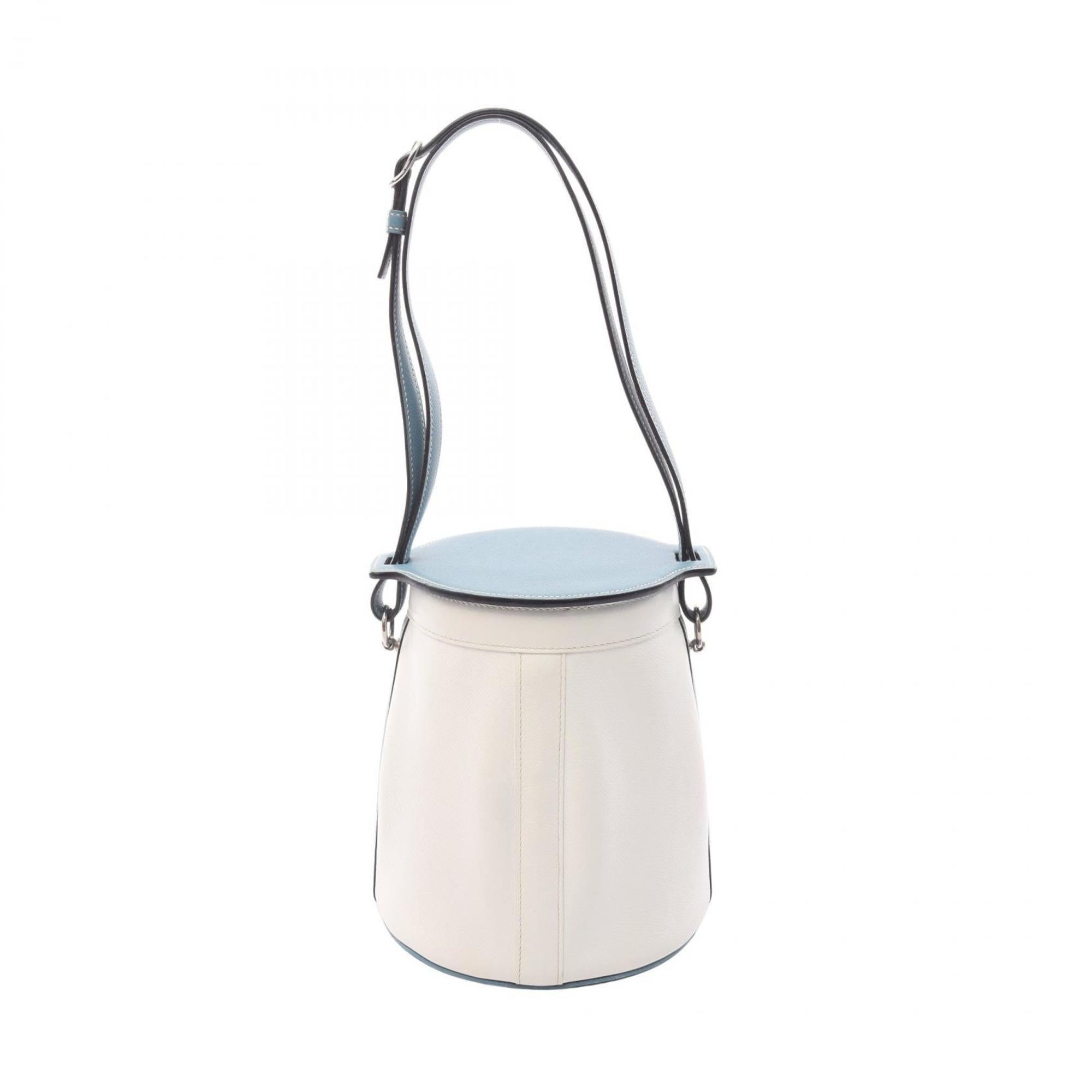 Hermes Blue White Epsom Leather Leather Handbag Shoulder Bag (Pre-Owned)