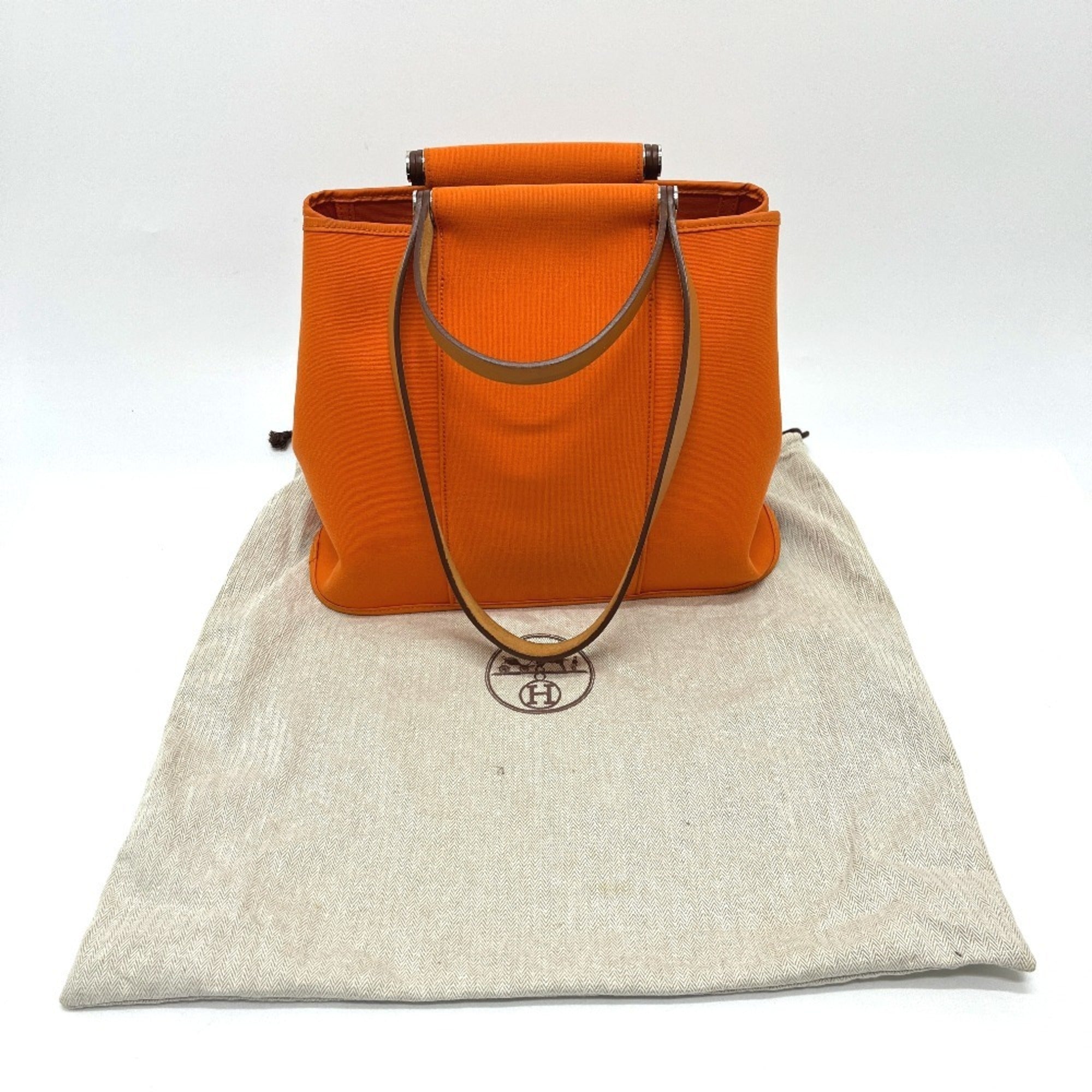 Hermes Orange Toile H Handbag Tote Bag (Pre-Owned)