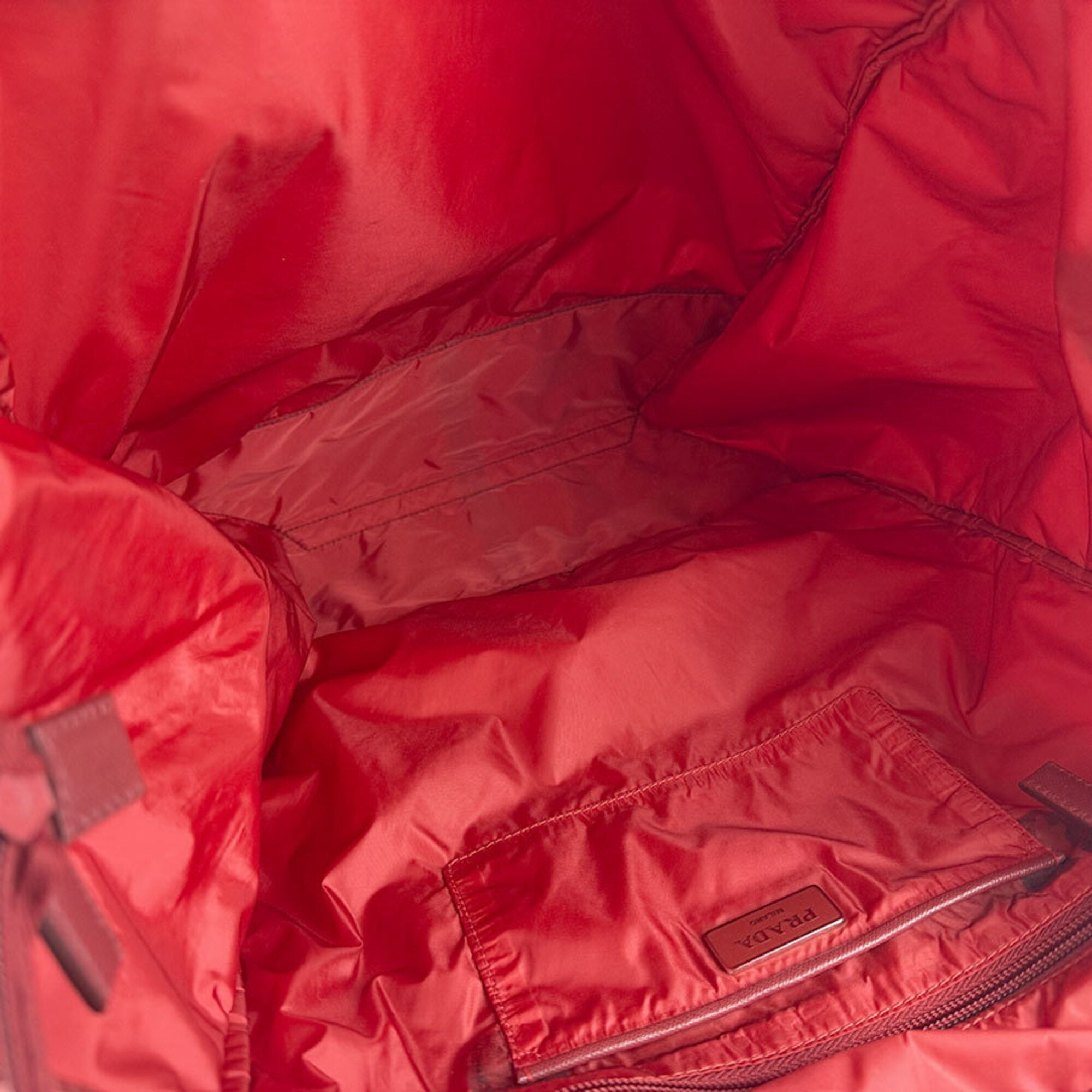 Prada Red Color Nylon Handbag Shoulder Bag (Pre-Owned)