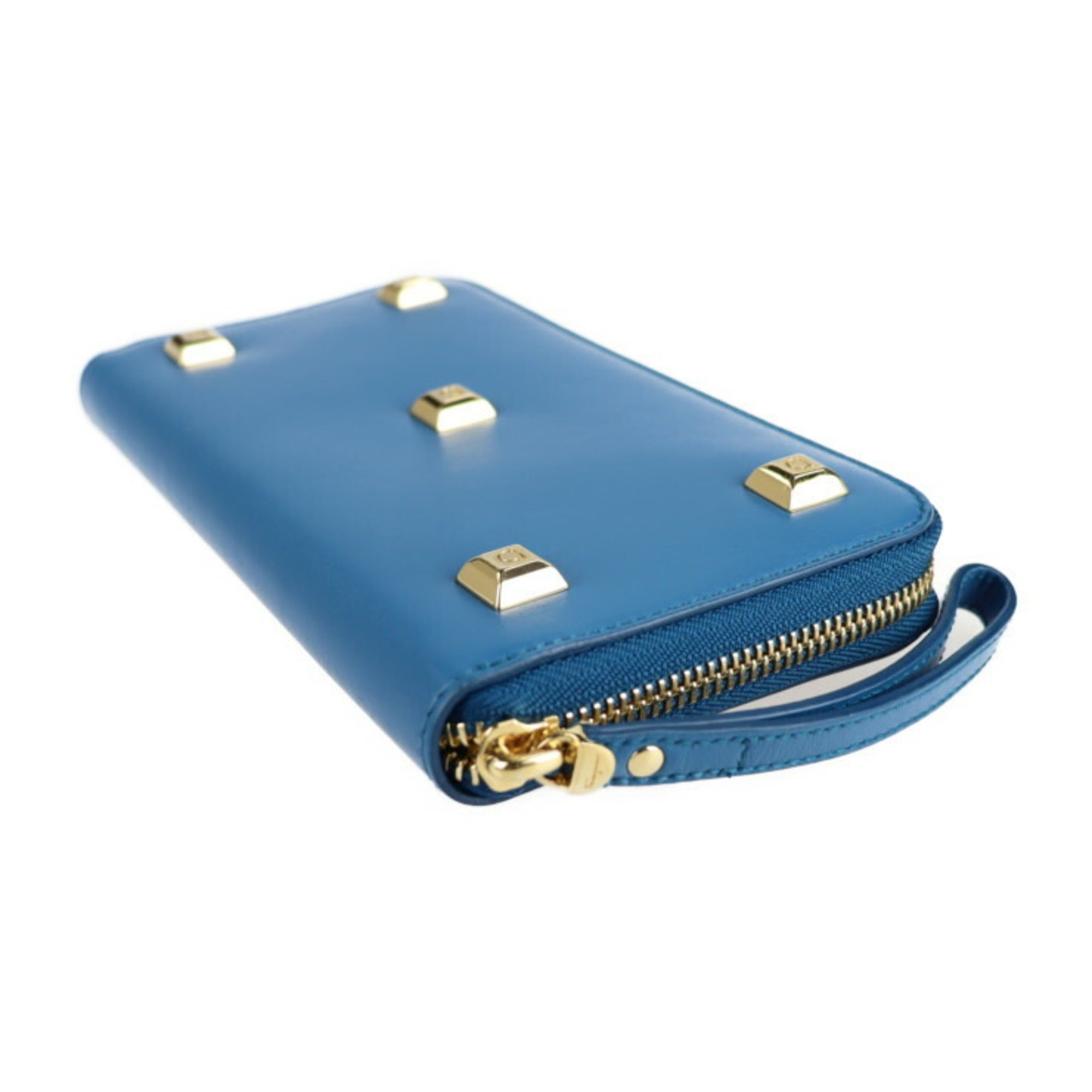 Salvatore Ferragamo Gancini Blue Leather Long Wallet (Bi-Fold) (Pre-Owned)
