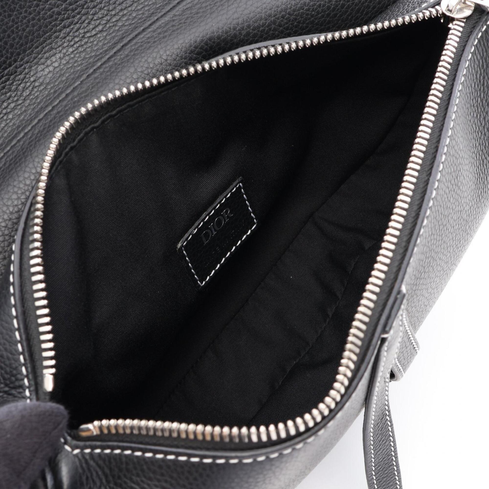 Christian Dior Black Leather Handbag Saddle Bag Sling Bag (Pre-Owned)