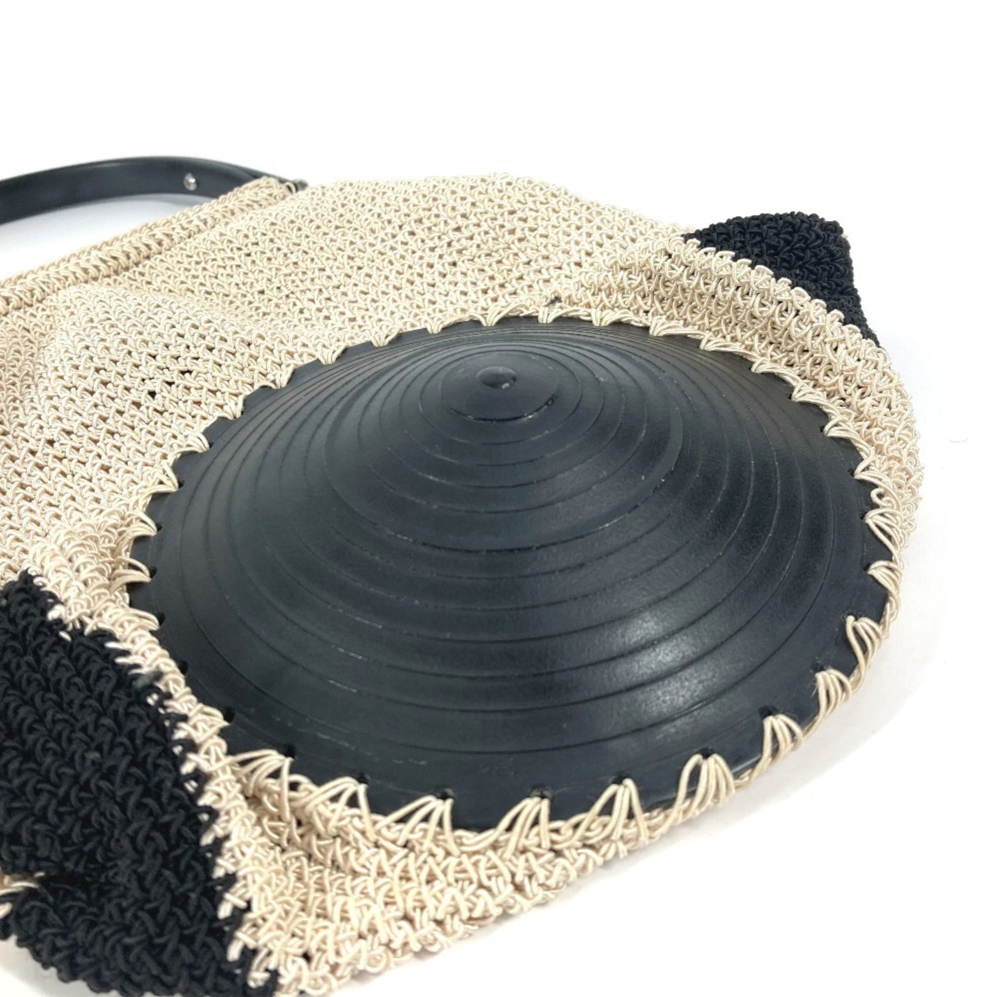 Chanel Beige Black Mesh Handbag (Pre-Owned)
