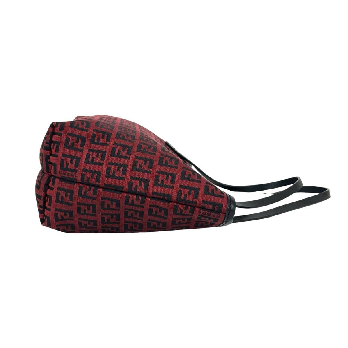 Fendi Black Red Color Canvas Leather Handbag Pouch Tote Bag (Pre-Owned)