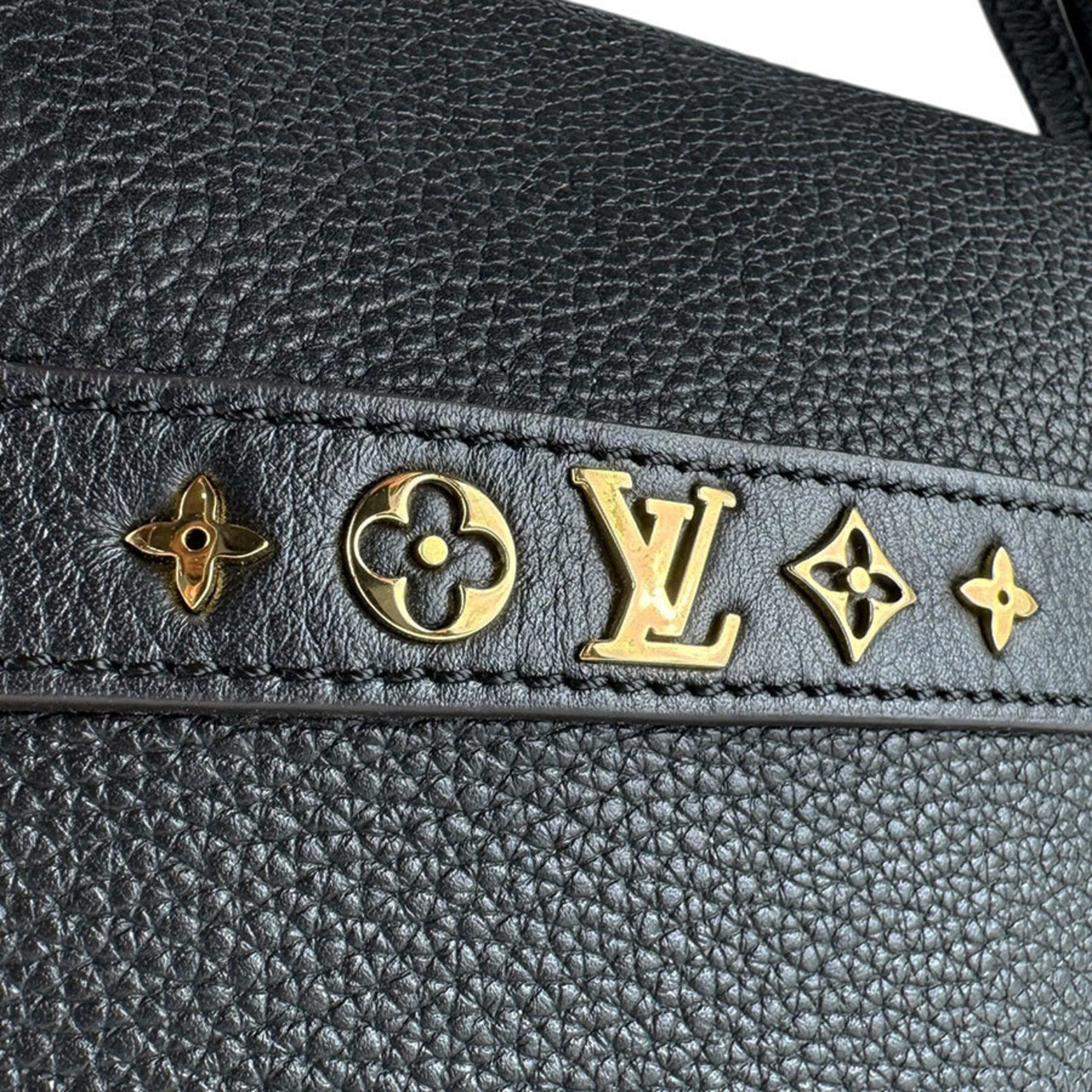 Louis Vuitton Black Leather Handbag Shoulder Bag (Pre-Owned)