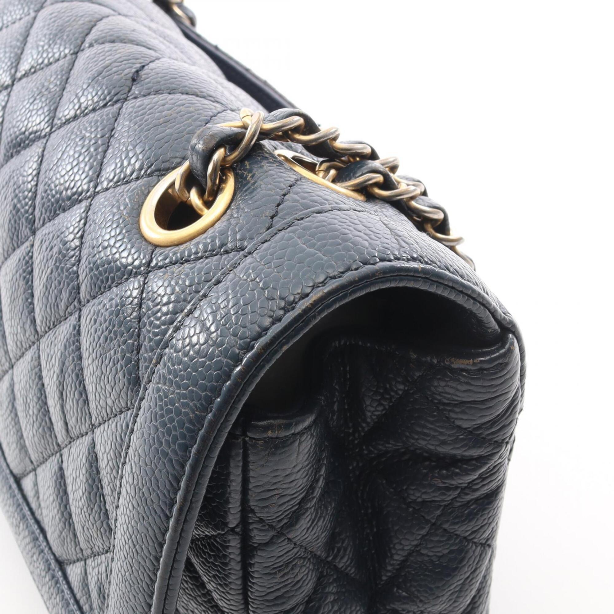 Chanel Navy Grained Calfskin Handbag Shoulder Bag (Pre-Owned)