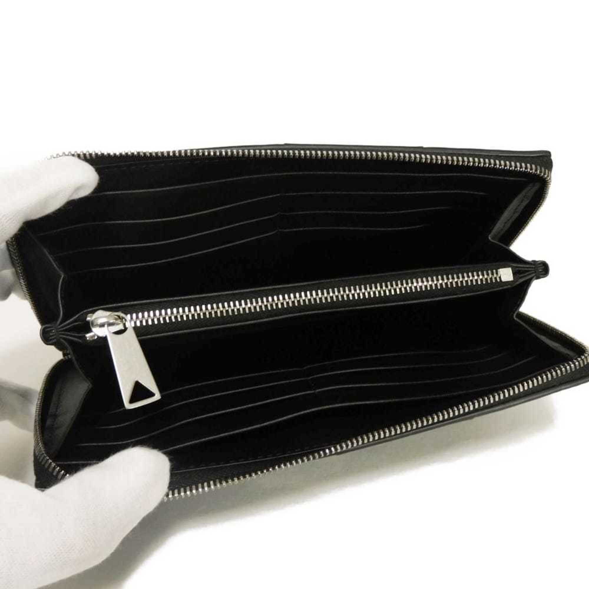 Bottega Veneta Black Intrecciato Long Wallet (Bi-Fold) (Pre-Owned)