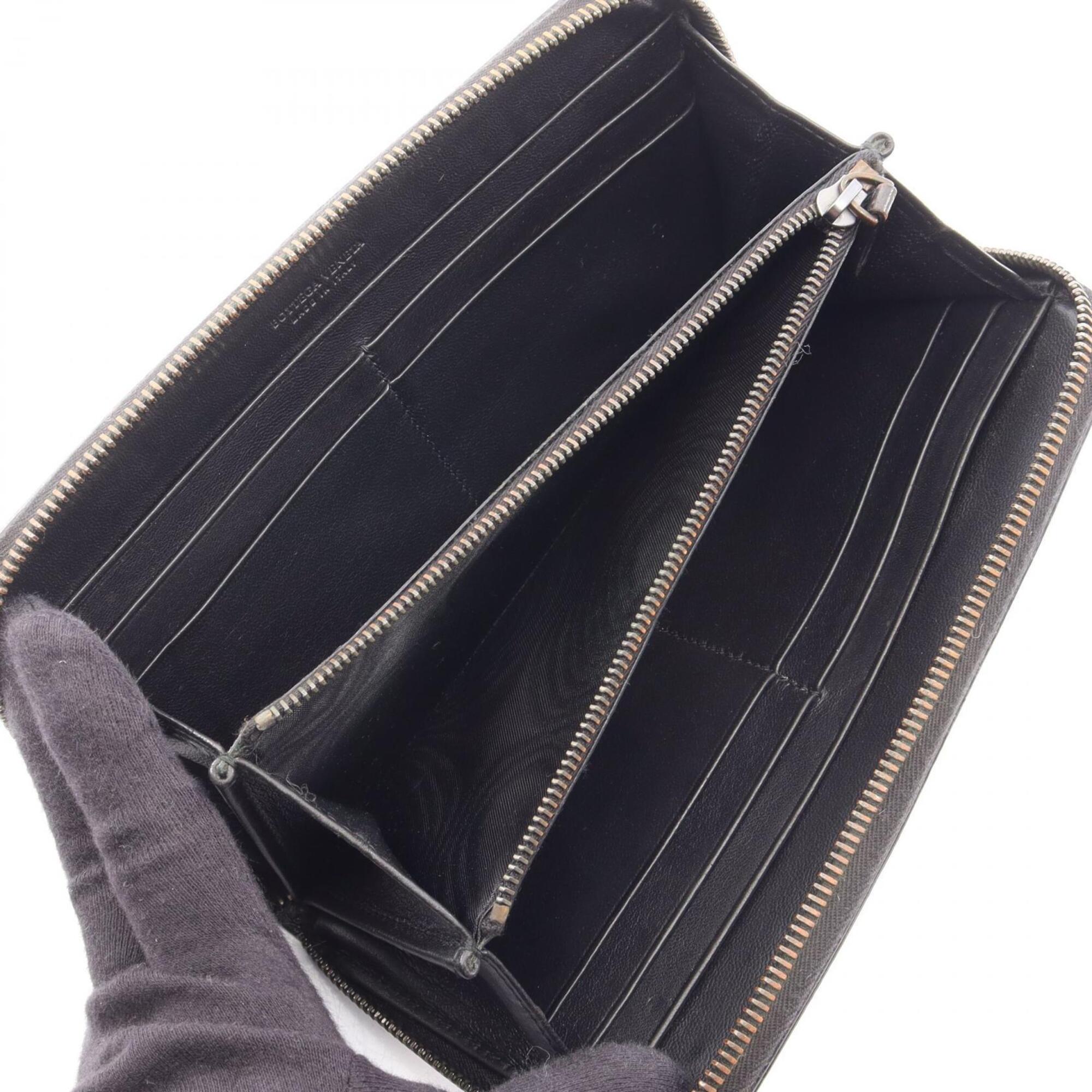 Bottega Veneta Black Leather Long Wallet (Bi-Fold) (Pre-Owned)