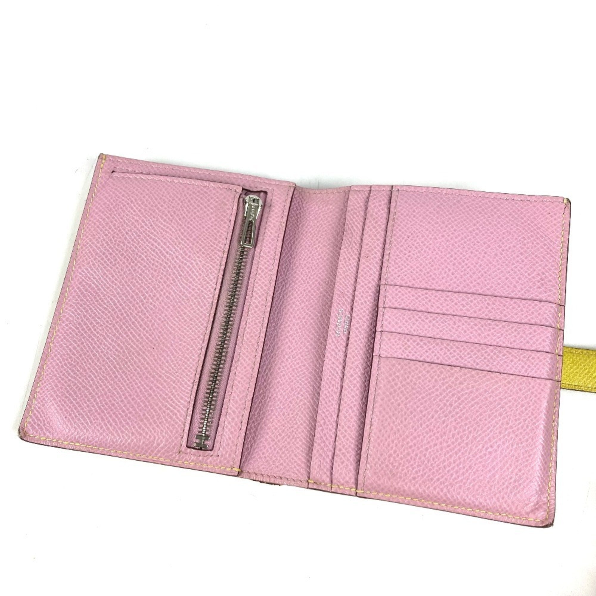 Hermes Pink Yellow Epsom Leather Wallet (Bi-Fold) (Pre-Owned)
