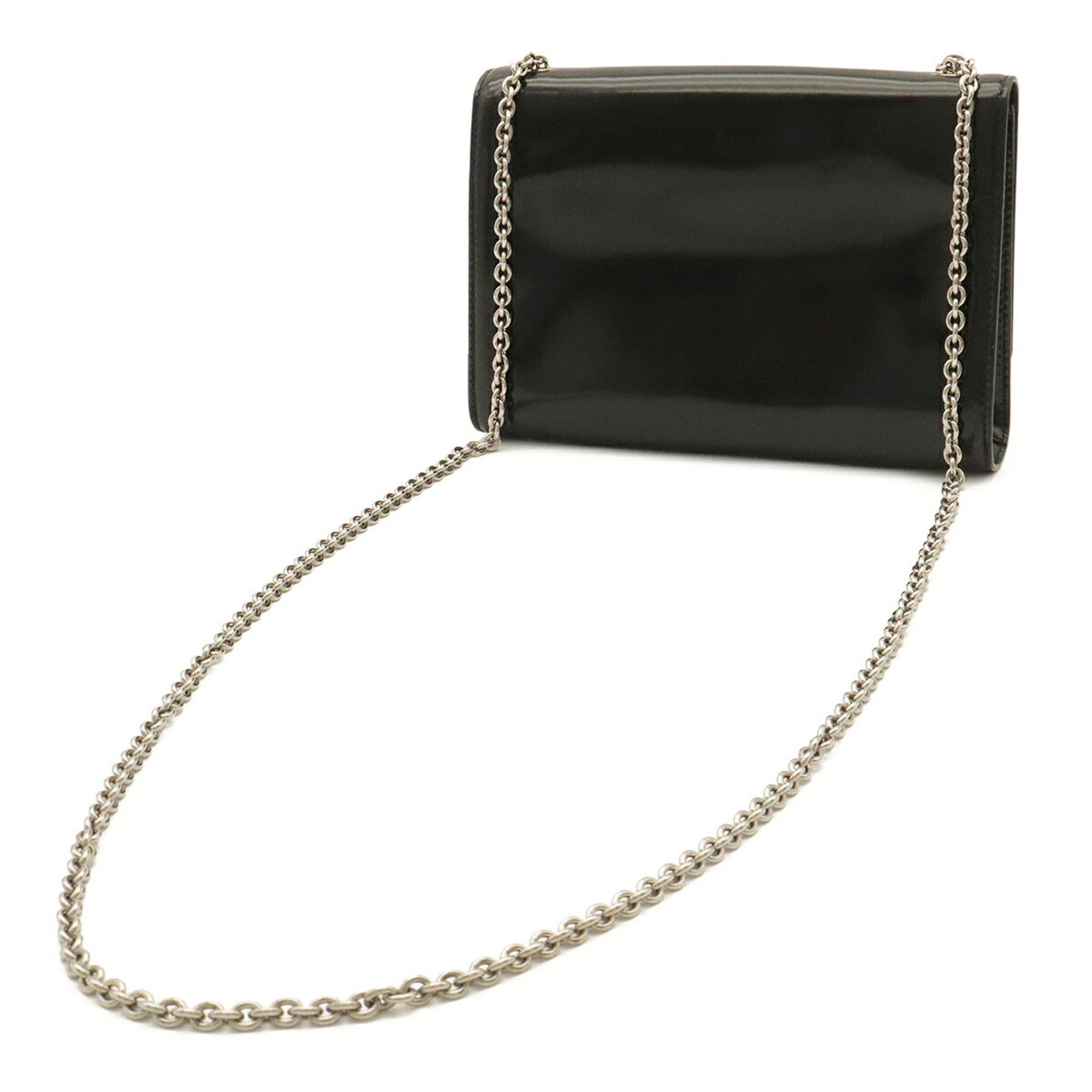 Salvatore Ferragamo Black Patent Leather Pochette Shoulder Bag (Pre-Owned)