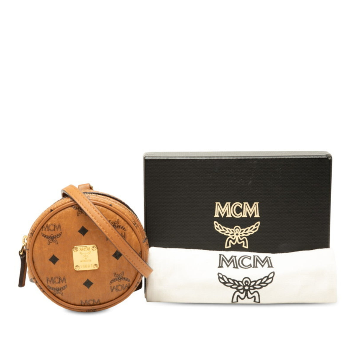 Mcm Visetos Brown Pvc Leather Handbag Pochette Pouch (Pre-Owned)