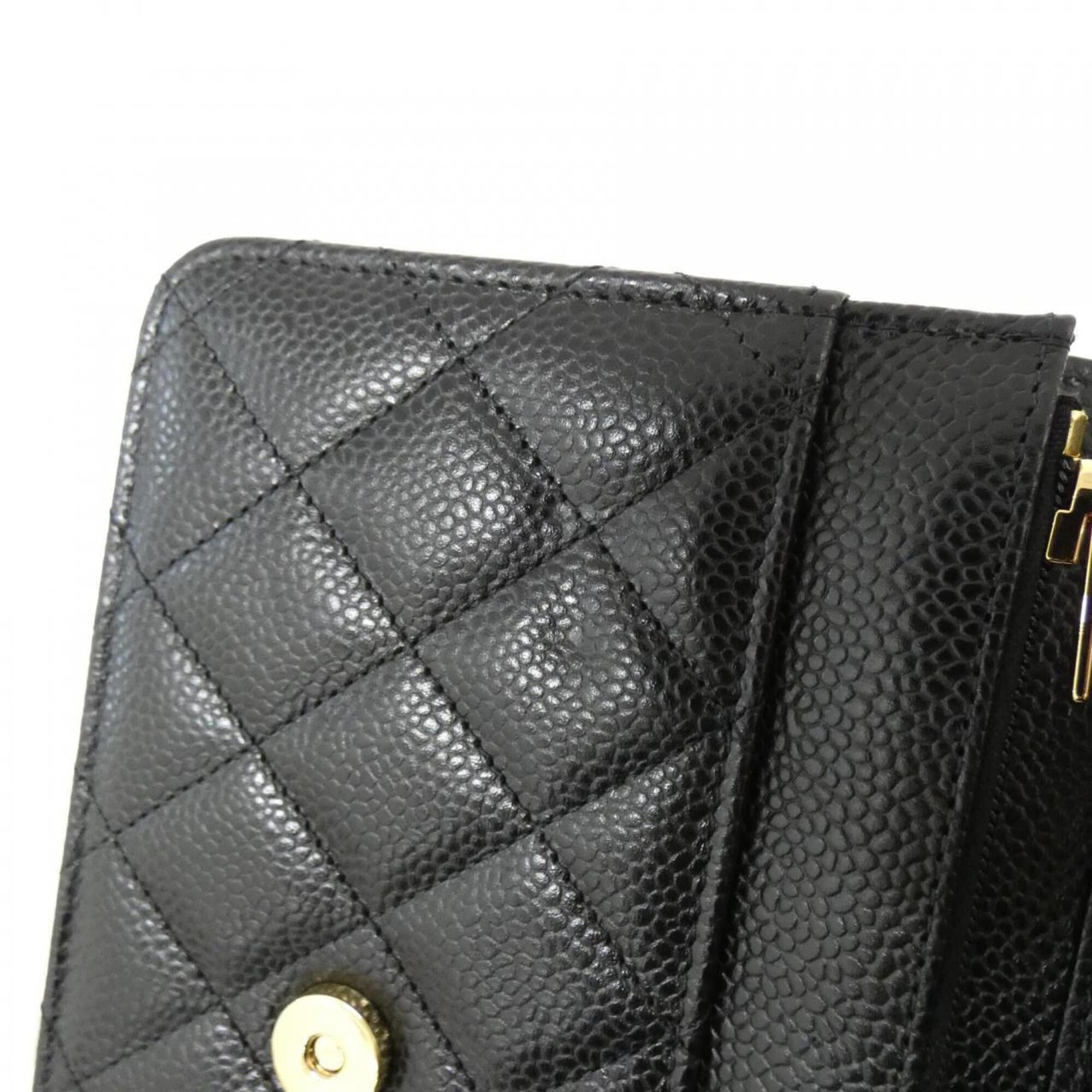 Chanel Black Bordeaux Grained Calfskin Chain/Shoulder Wallet (Pre-Owned)