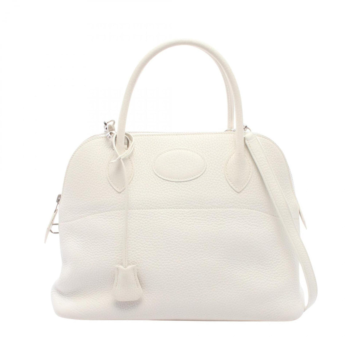 Hermes White Taurillon Clemence Leather Handbag (Pre-Owned)