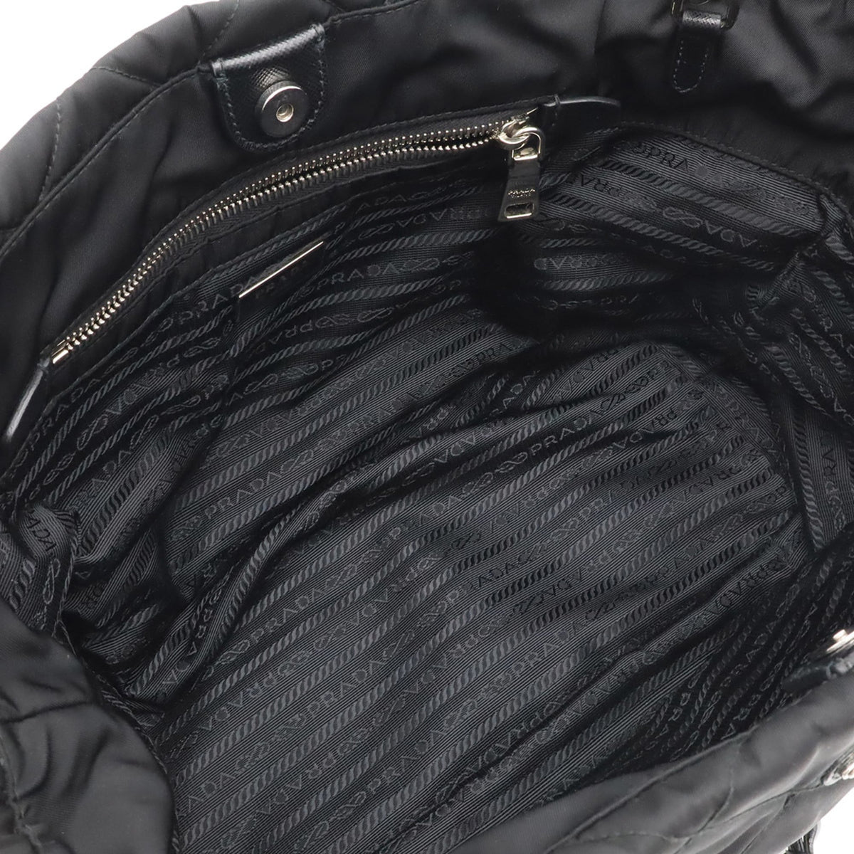 Prada Nero Nylon Leather Handbag Shoulder Bag (Pre-Owned)