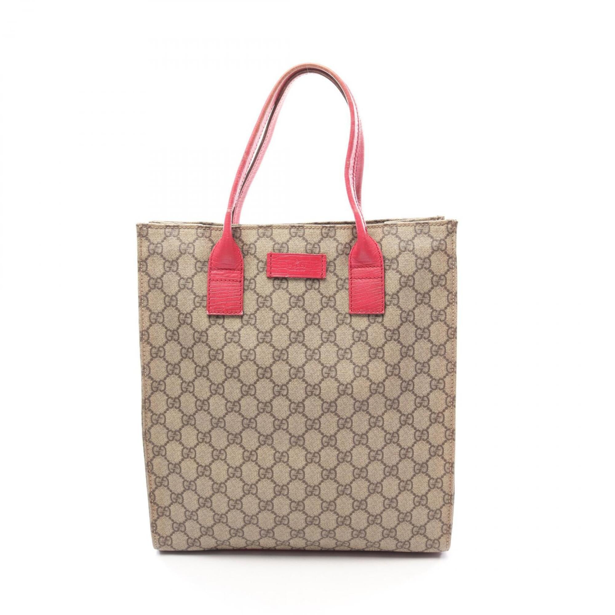 Gucci Beige Pink Pvc Coated Canvas Leather Handbag Tote Bag (Pre-Owned)