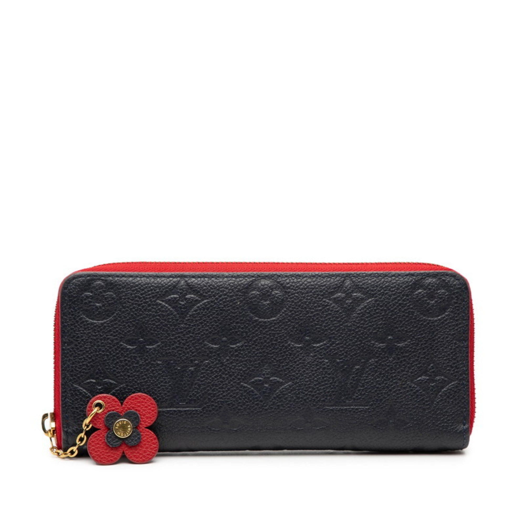 Louis Vuitton Marine Rouge Navy Leather Long Wallet (Bi-Fold) (Pre-Owned)