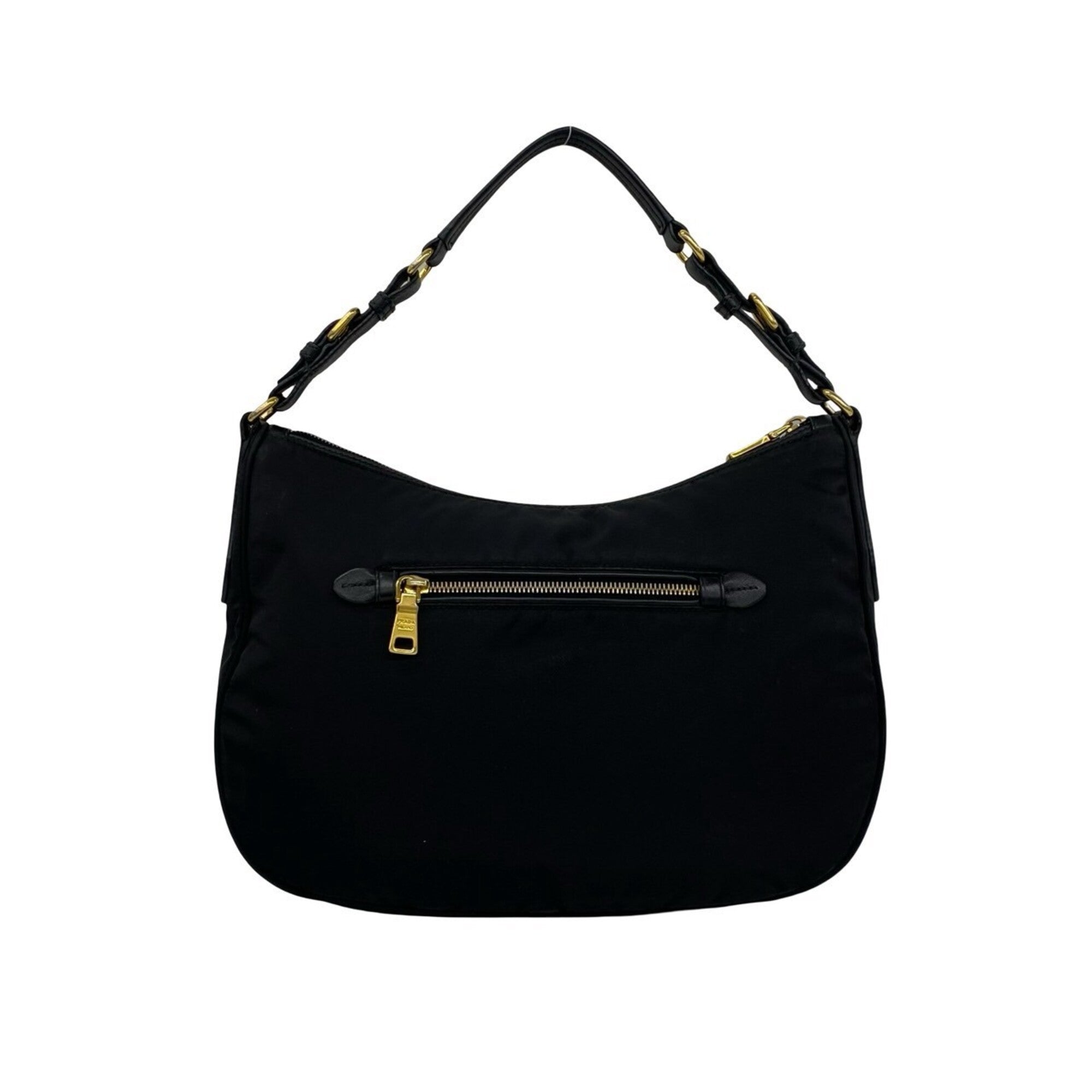 Prada Black Nylon Leather Handbag Shoulder Bag (Pre-Owned)
