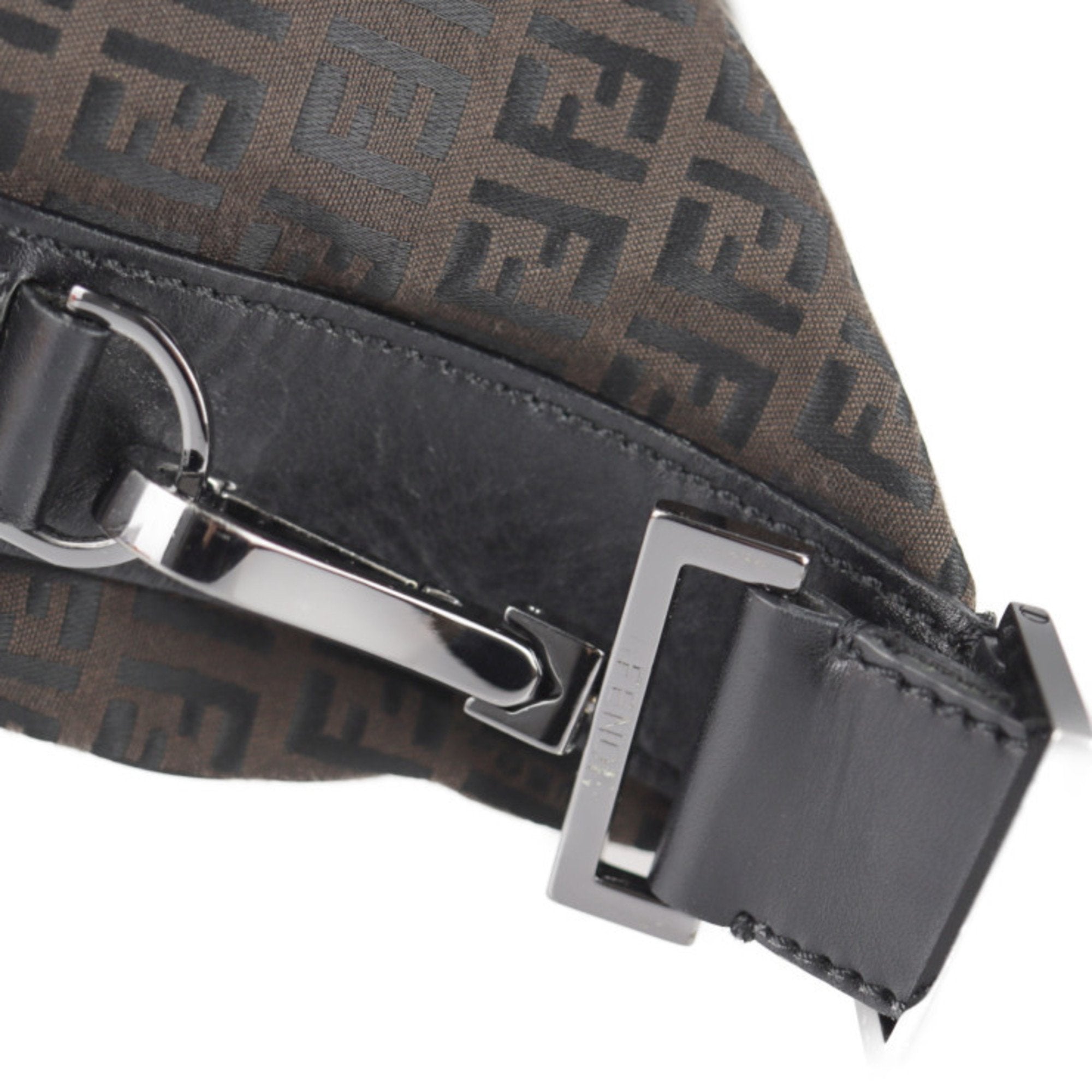 Fendi Zucchino Black Dark Brown Zucchino Messenger Bag Shoulder Bag Tote Bag (Pre-Owned)