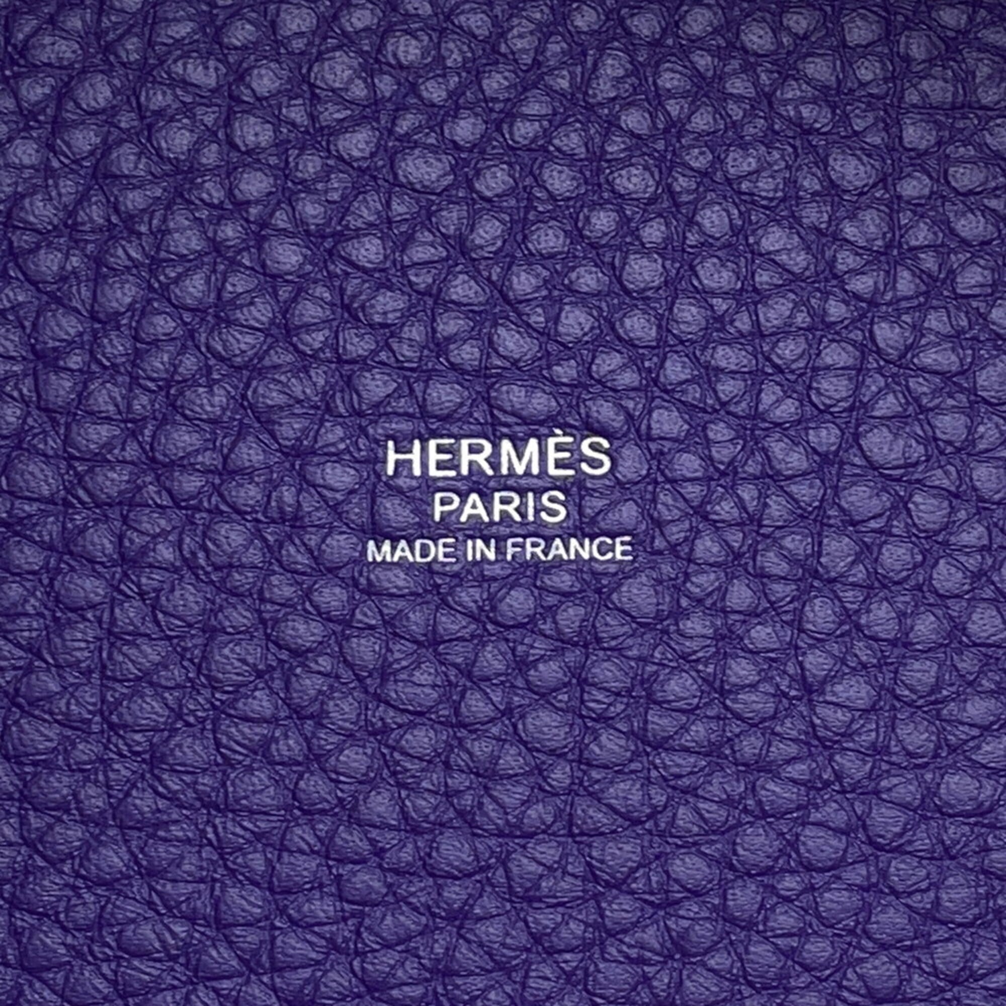 Hermes Purple Taurillon Clemence Leather Handbag Tote Bag
