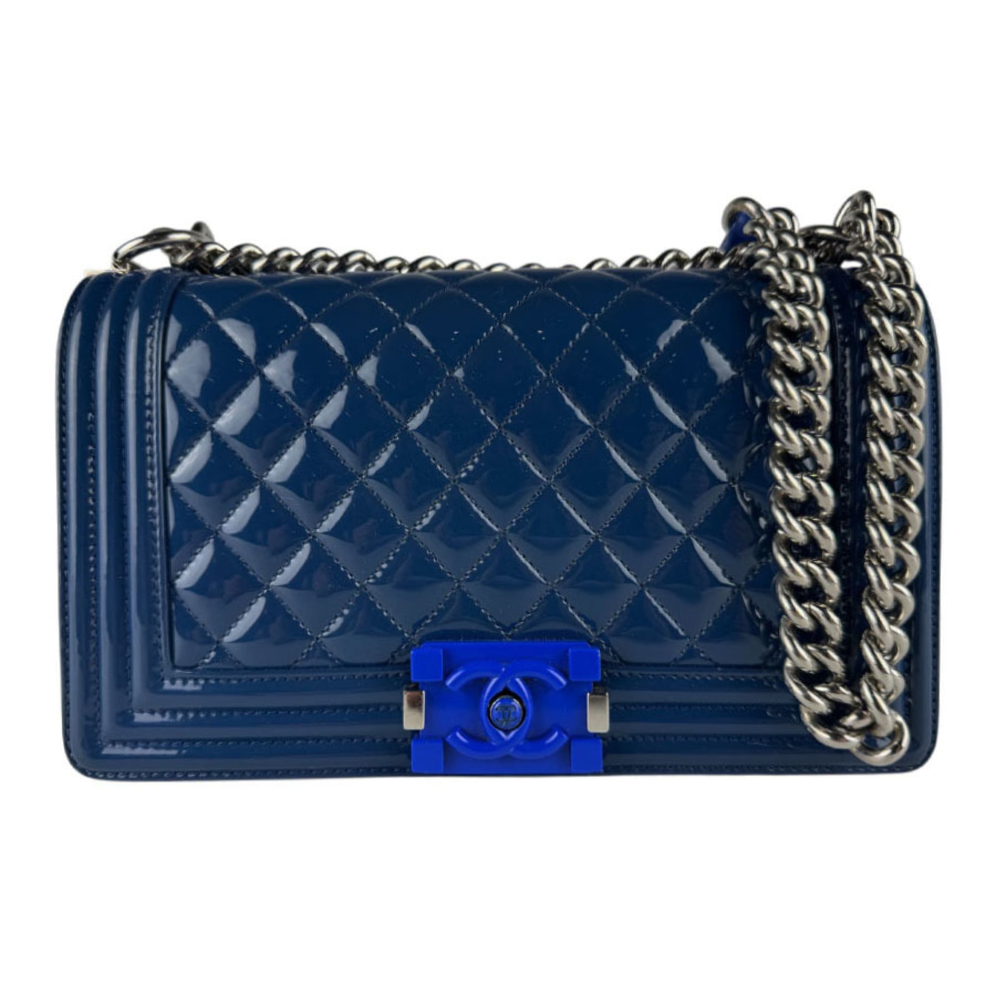 Chanel Navy Patent Leather Shoulder Bag (Pre-Owned)