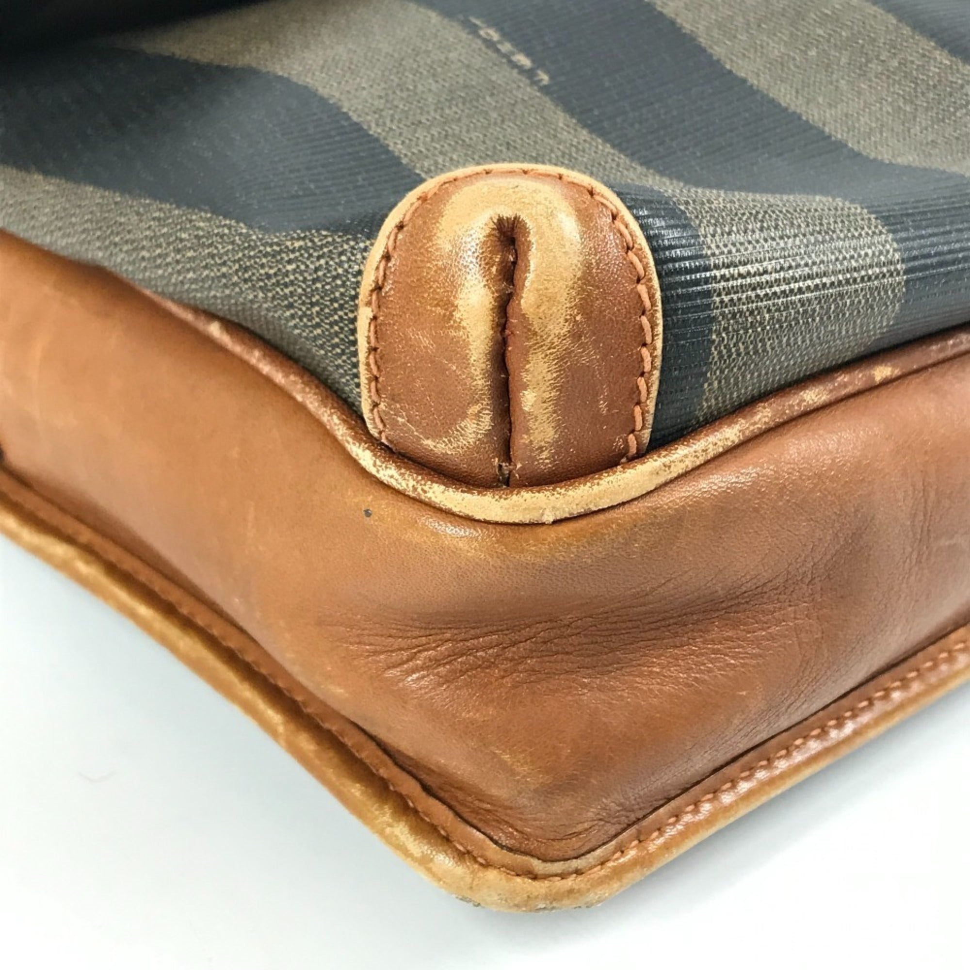 Fendi Brown Khaki Pvc Leather Pochette Shoulder Bag (Pre-Owned)