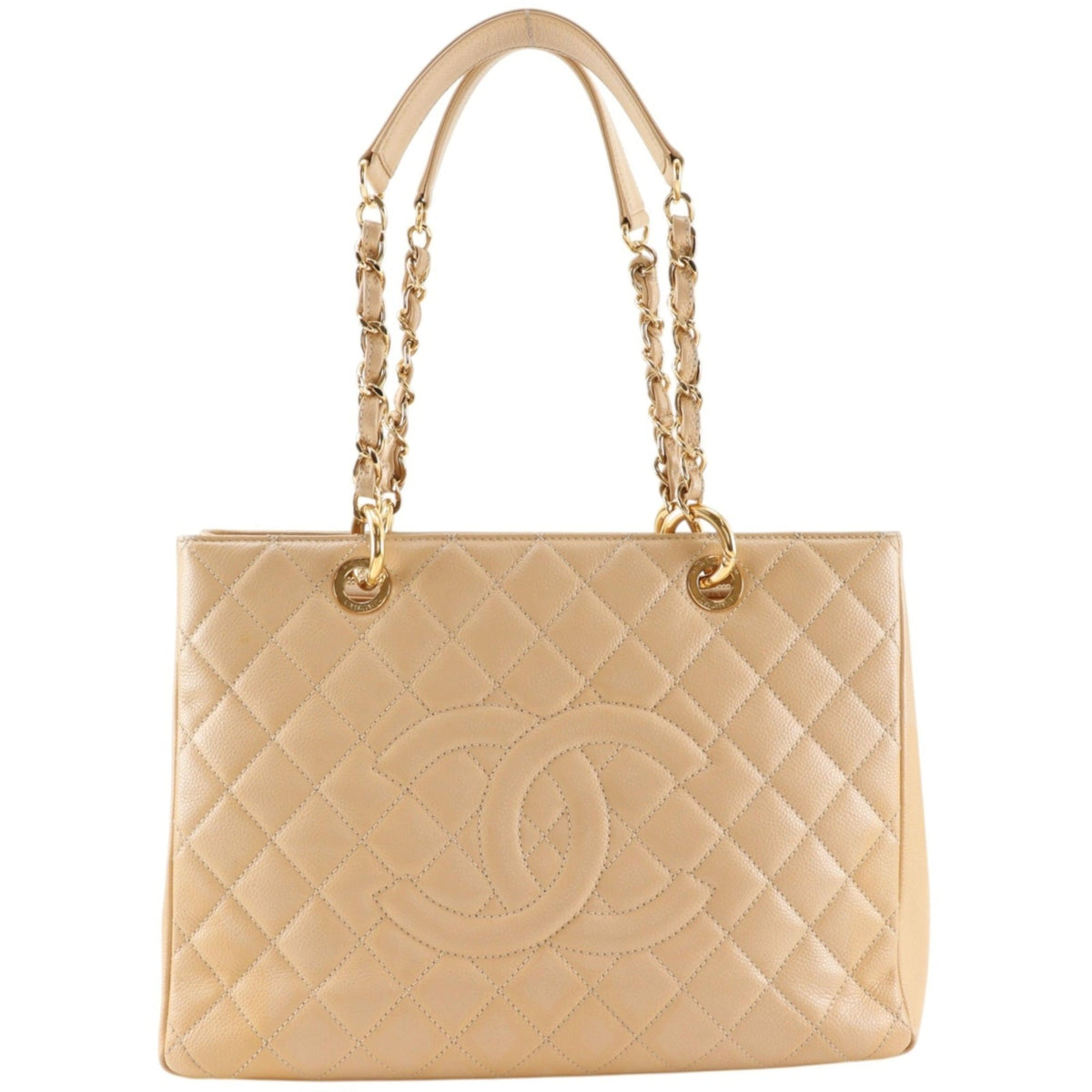 Chanel Beige Grained Calfskin Tote Bag (Pre-Owned)
