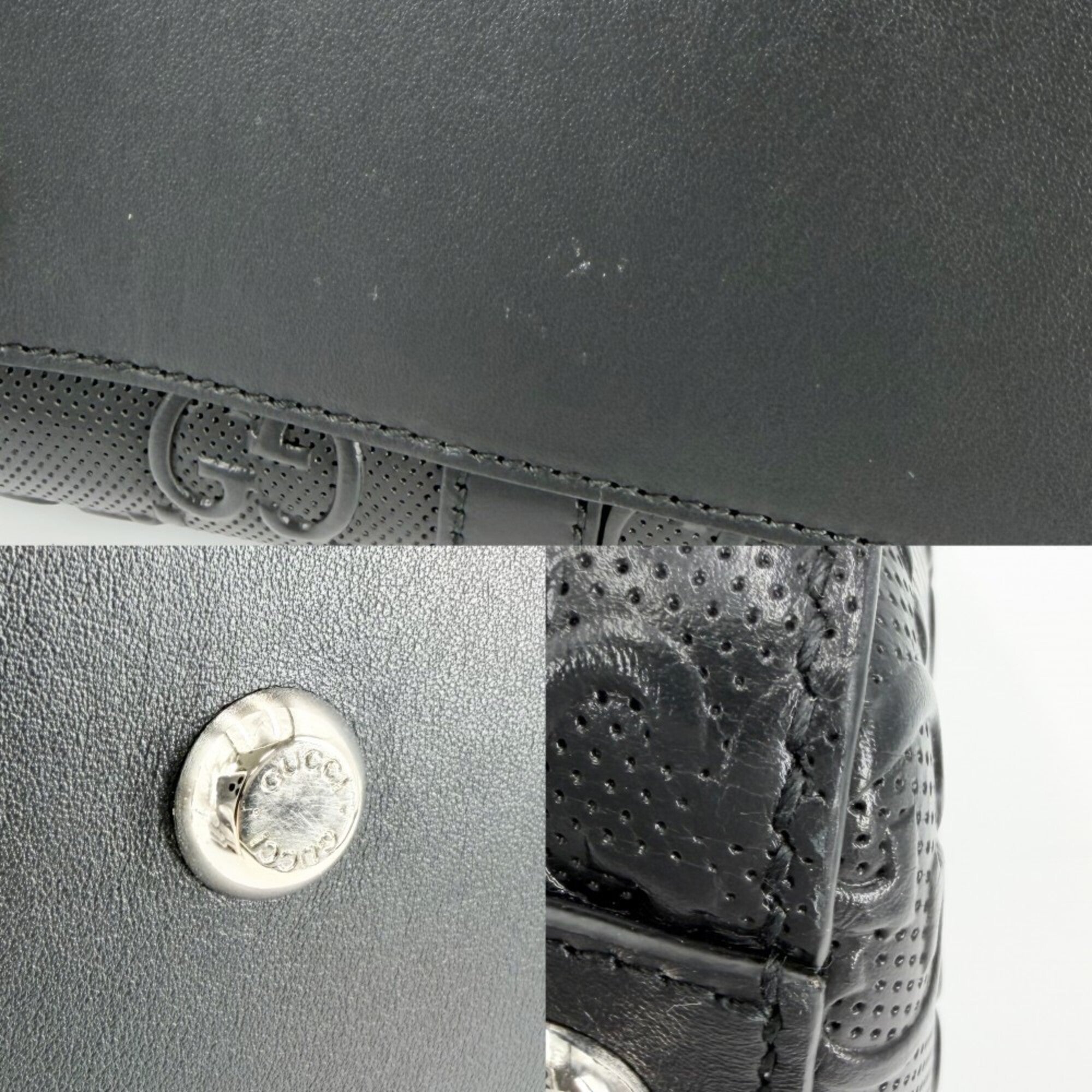 Gucci Black Leather Handbag Tote Bag (Pre-Owned)