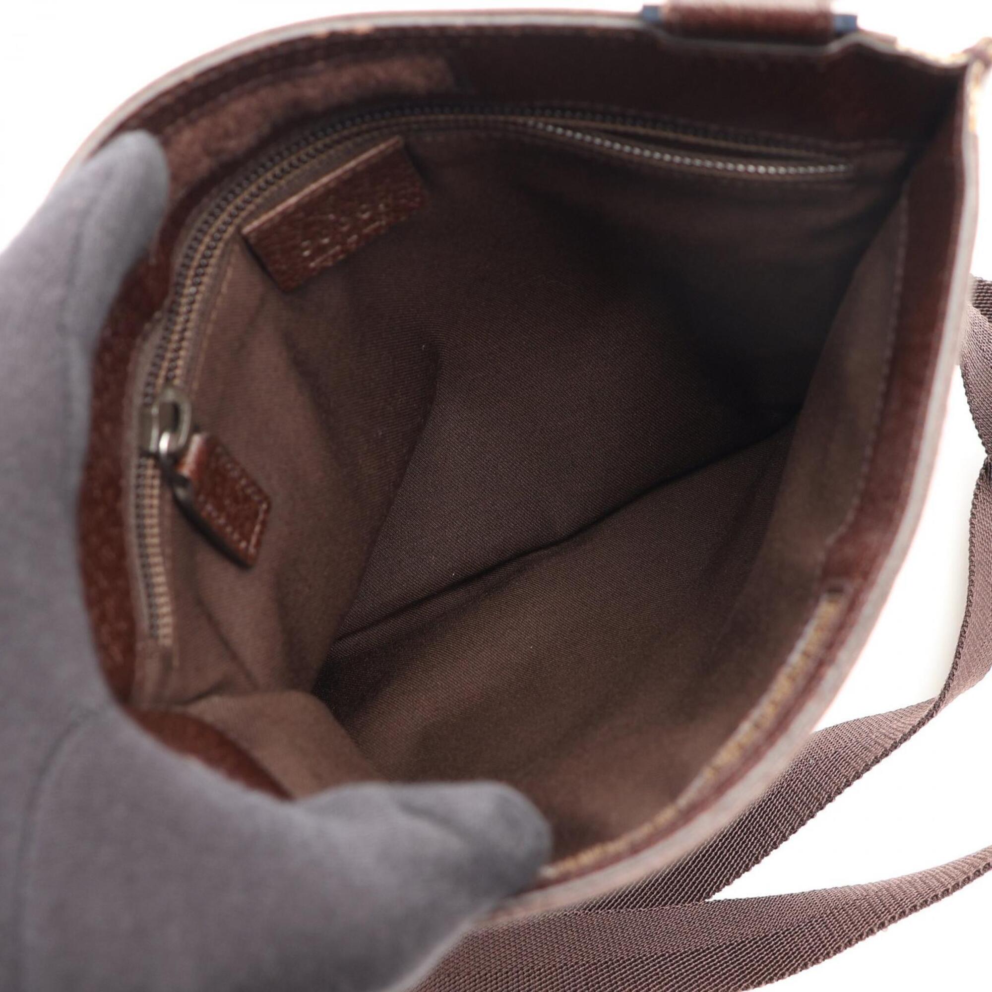 Gucci Gg Canvas Beige Brown Gg Canvas Leather Handbag Shoulder Bag (Pre-Owned)