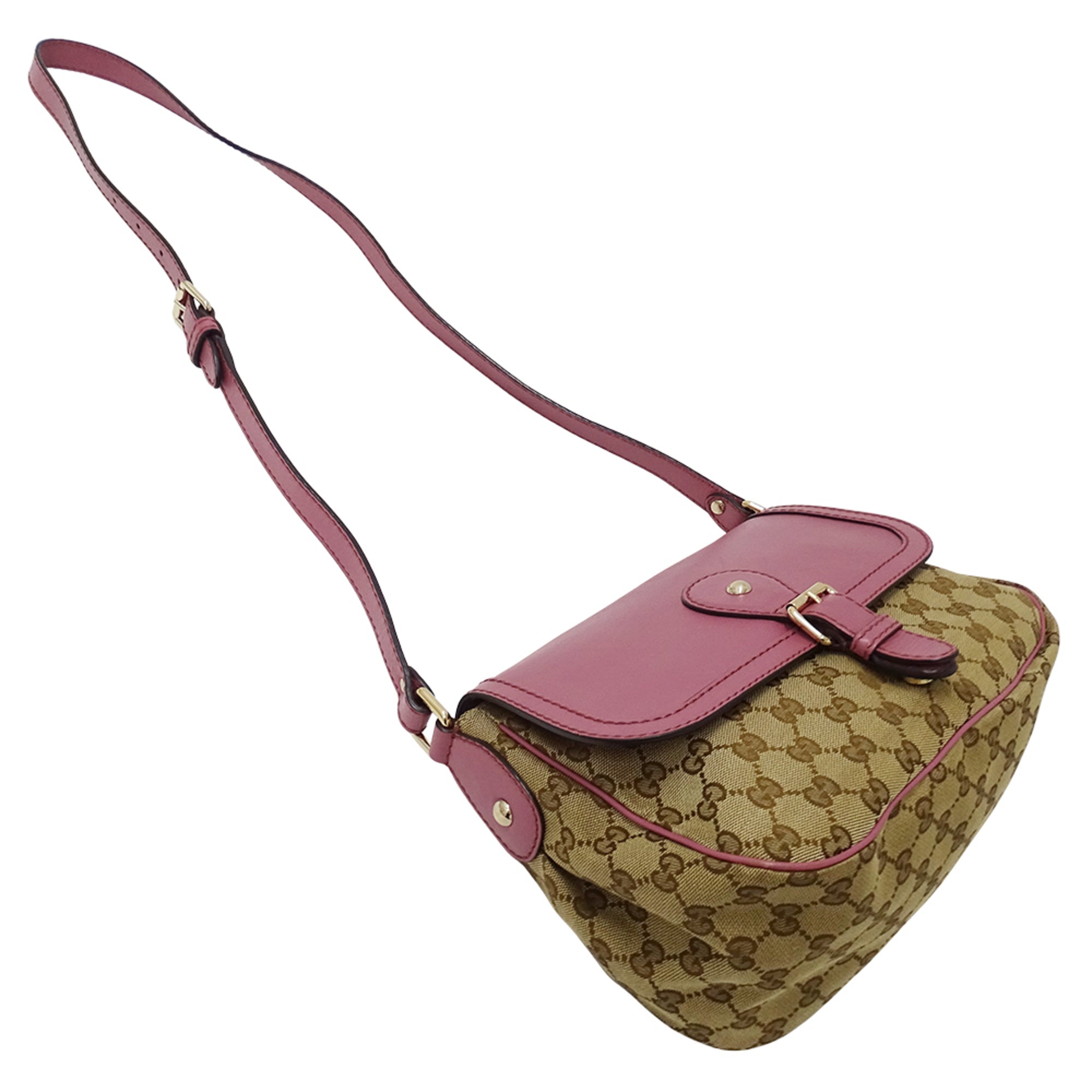 Gucci Gg Canvas Brown Pink Beige Gg Canvas Handbag Messenger Bag Shoulder Bag (Pre-Owned)