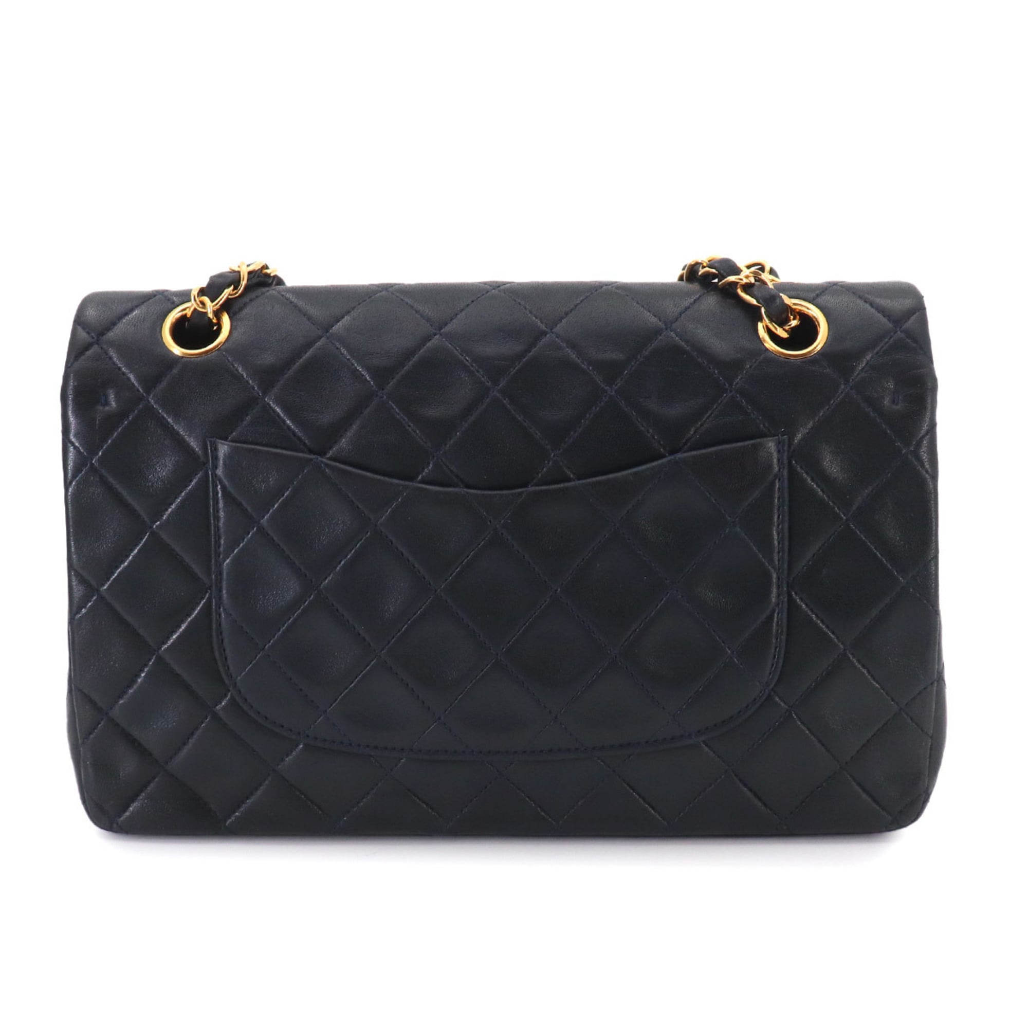 Chanel Matelasse Navy Leather Handbag Shoulder Bag (Pre-Owned)