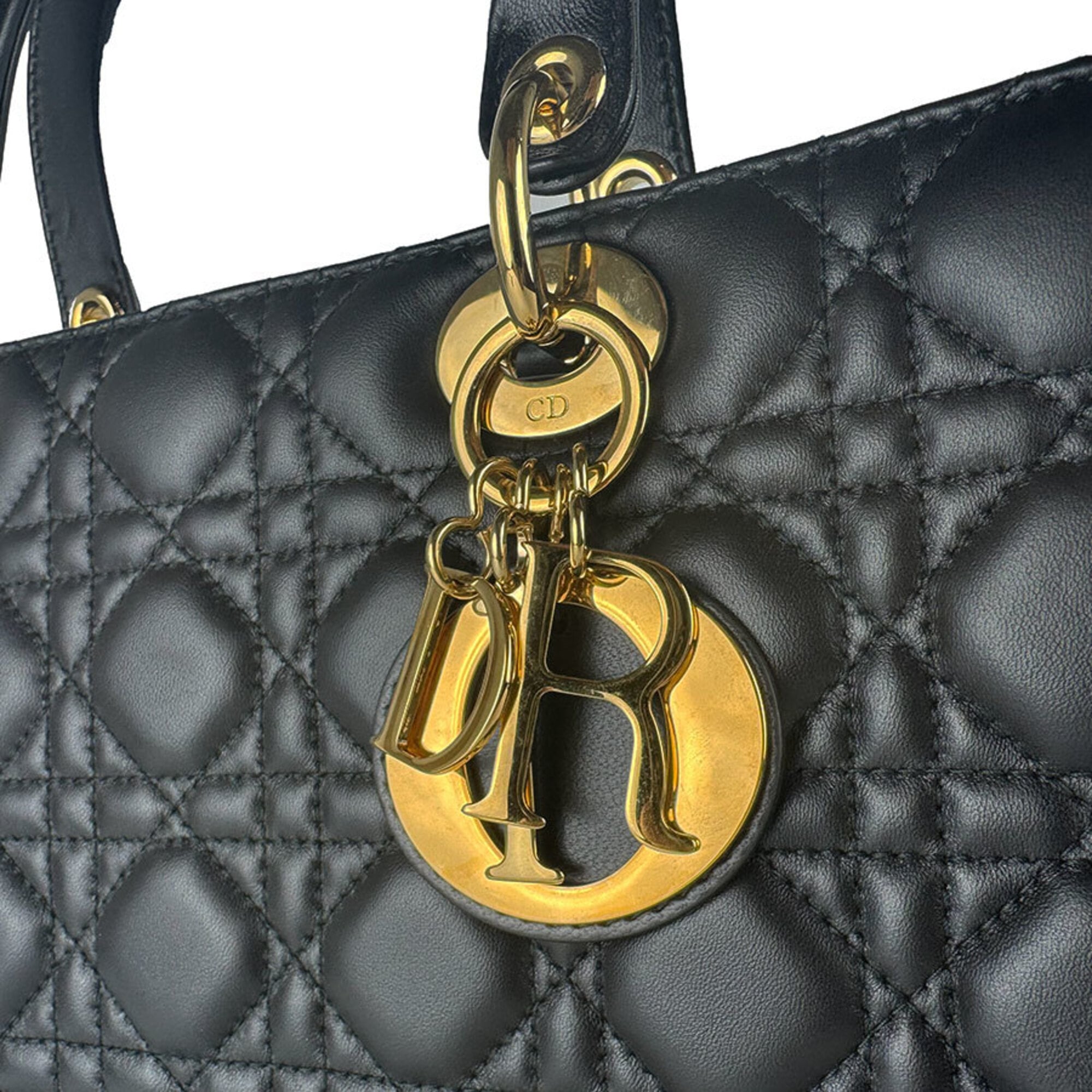 Christian Dior Black Leather Handbag Shoulder Bag (Pre-Owned)