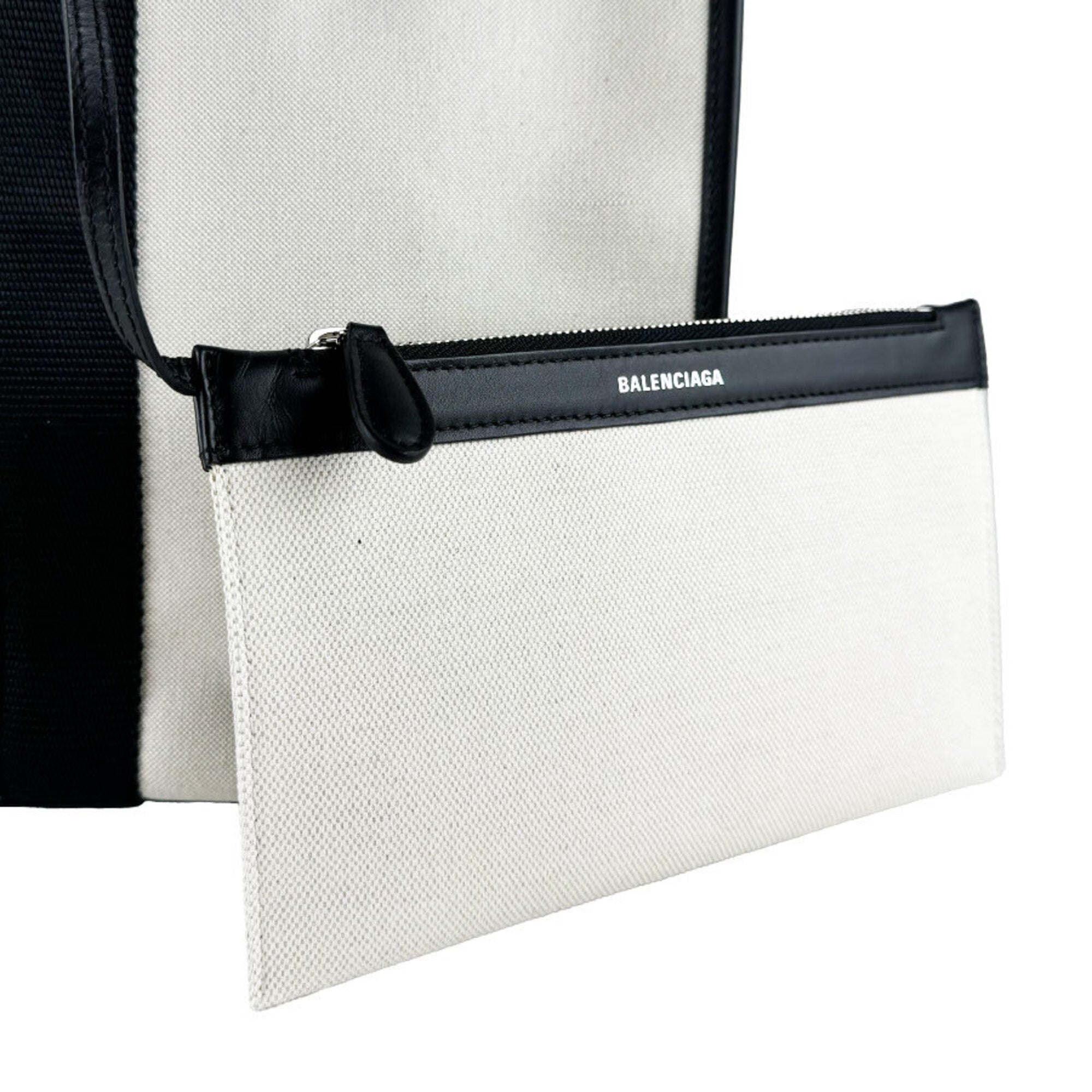 Balenciaga Black Ivory Canvas Leather Handbag (Pre-Owned)